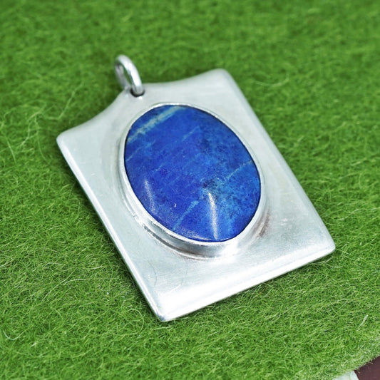 vintage sterling 925 silver handmade pendant with oval sodalite