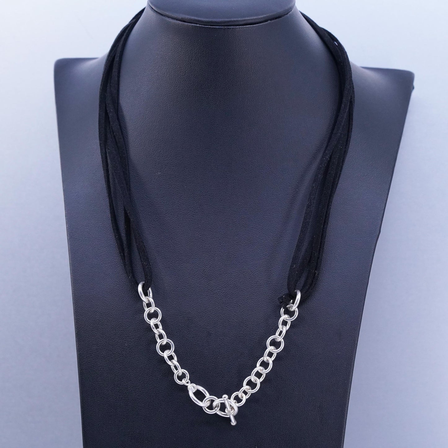 20”, Silpada N1107 Sterling 925 Silver Black Leather Multi Strand Necklace