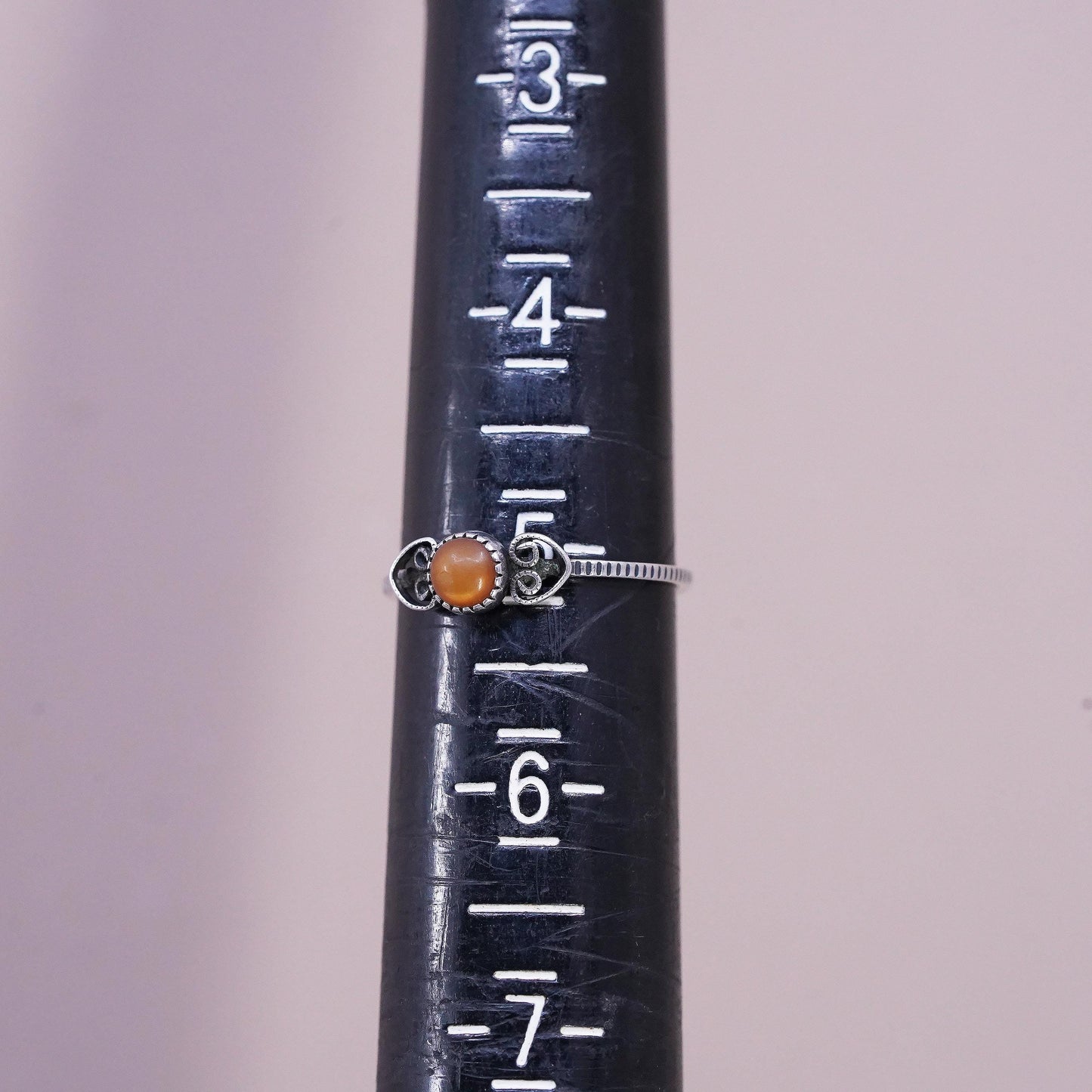 Size 5, vintage Sterling 925 silver handmade stackable ring w/ golden tiger eye