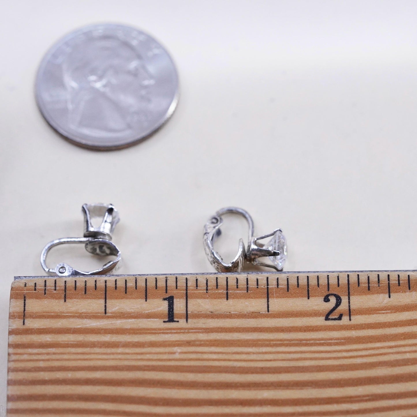 Fashion sterling silver earrings, 925 silver dangles with clear Cz lever back
