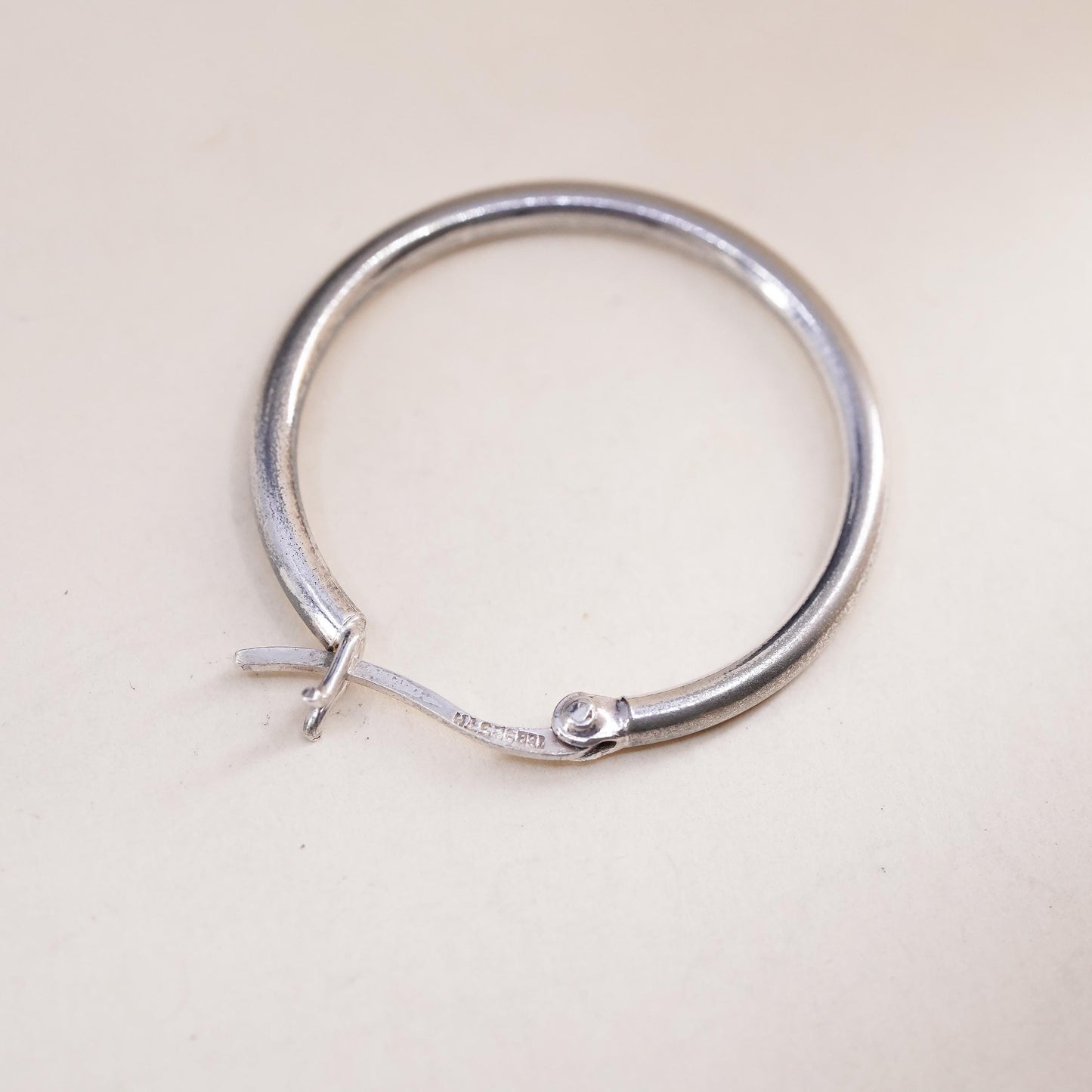 1", Vintage sterling silver loop single earring, minimalist primitive hoop