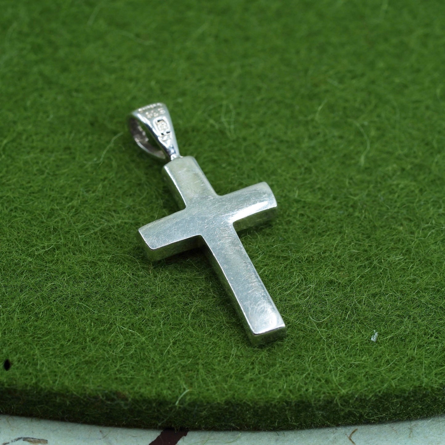 Vintage sterling silver pendant, 925 cross handmade pendant with Cz