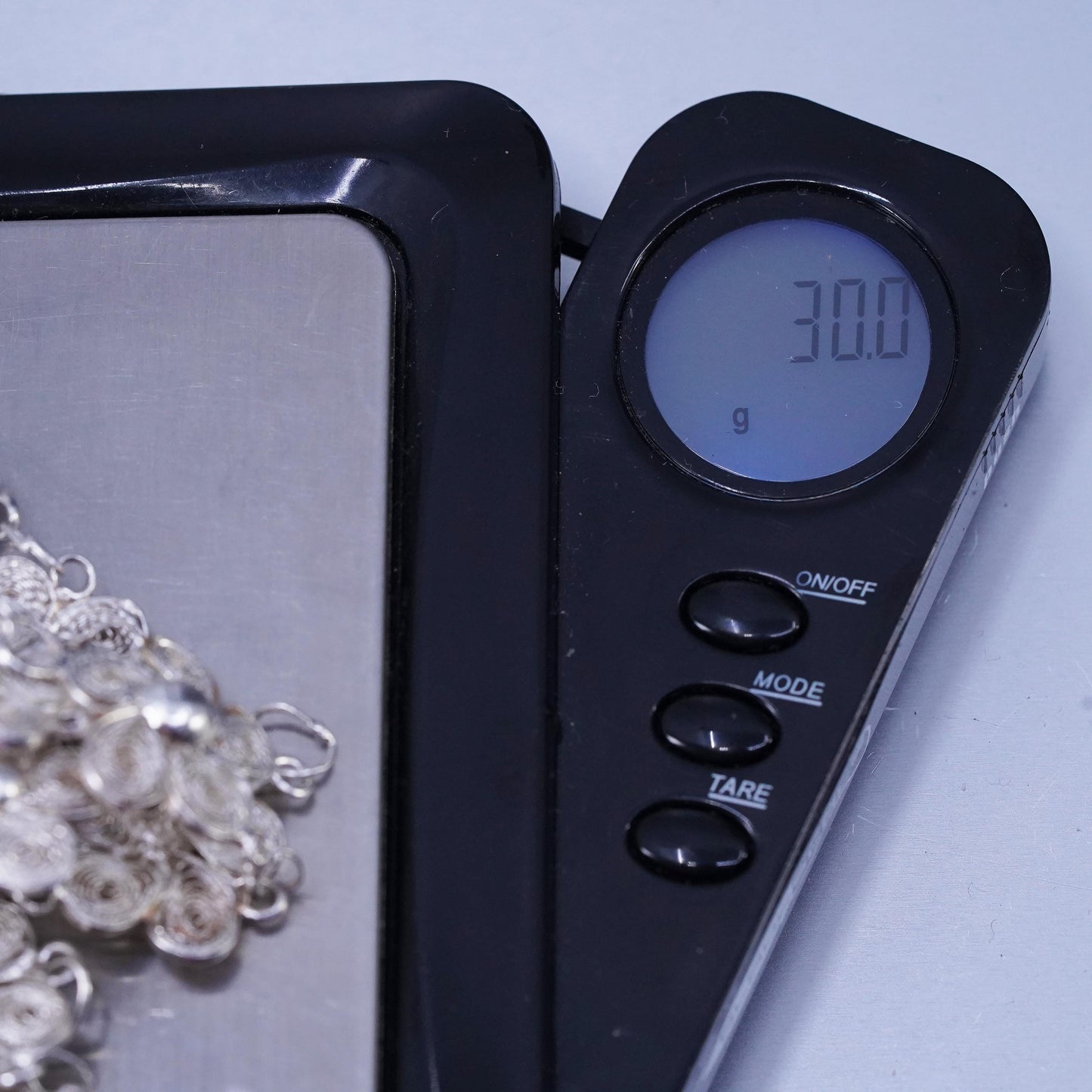16", Vintage Sterling 925 Silver handmade Necklace Filigree Floral link chain