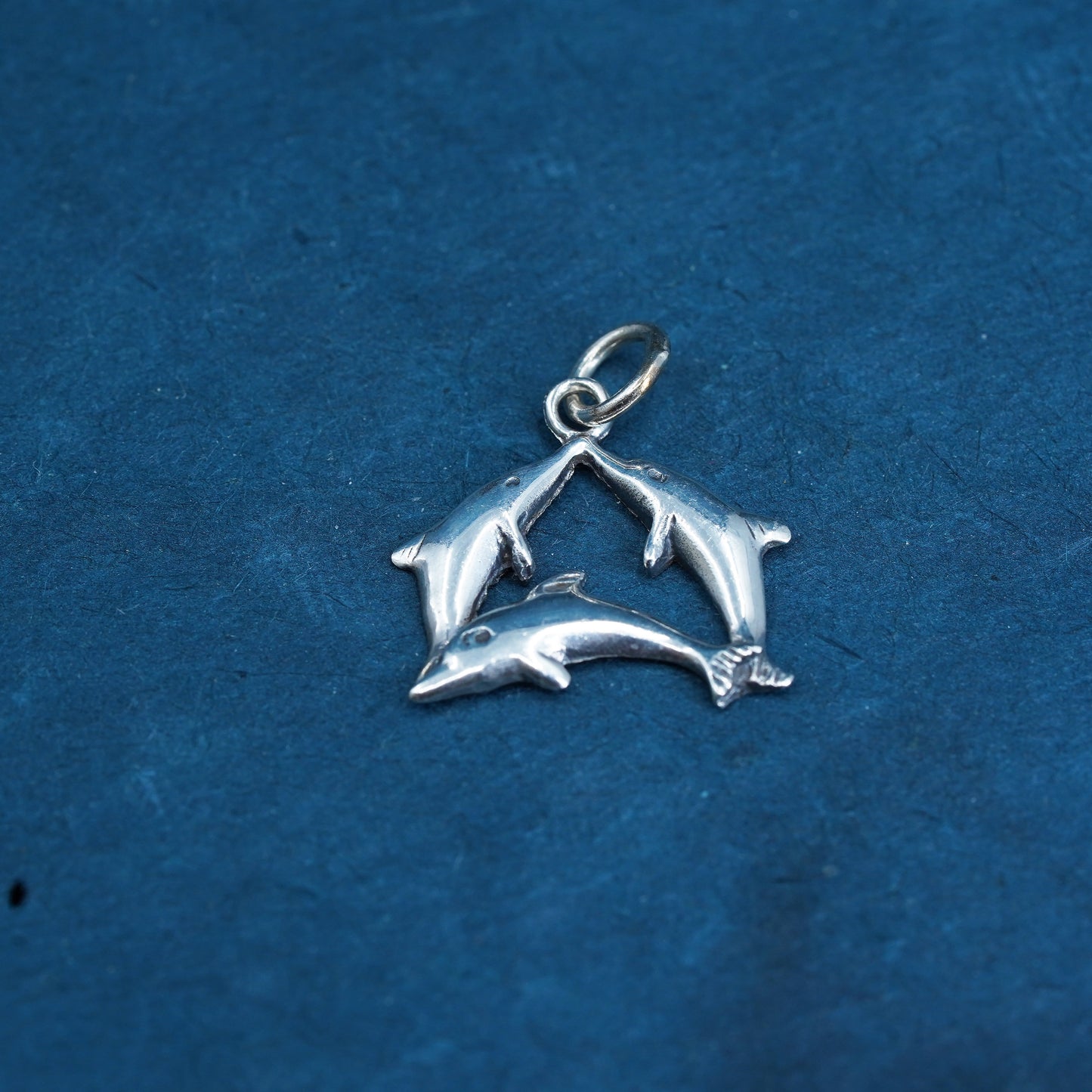 Vintage Sterling silver handmade Dolphins pendant, 925 charm