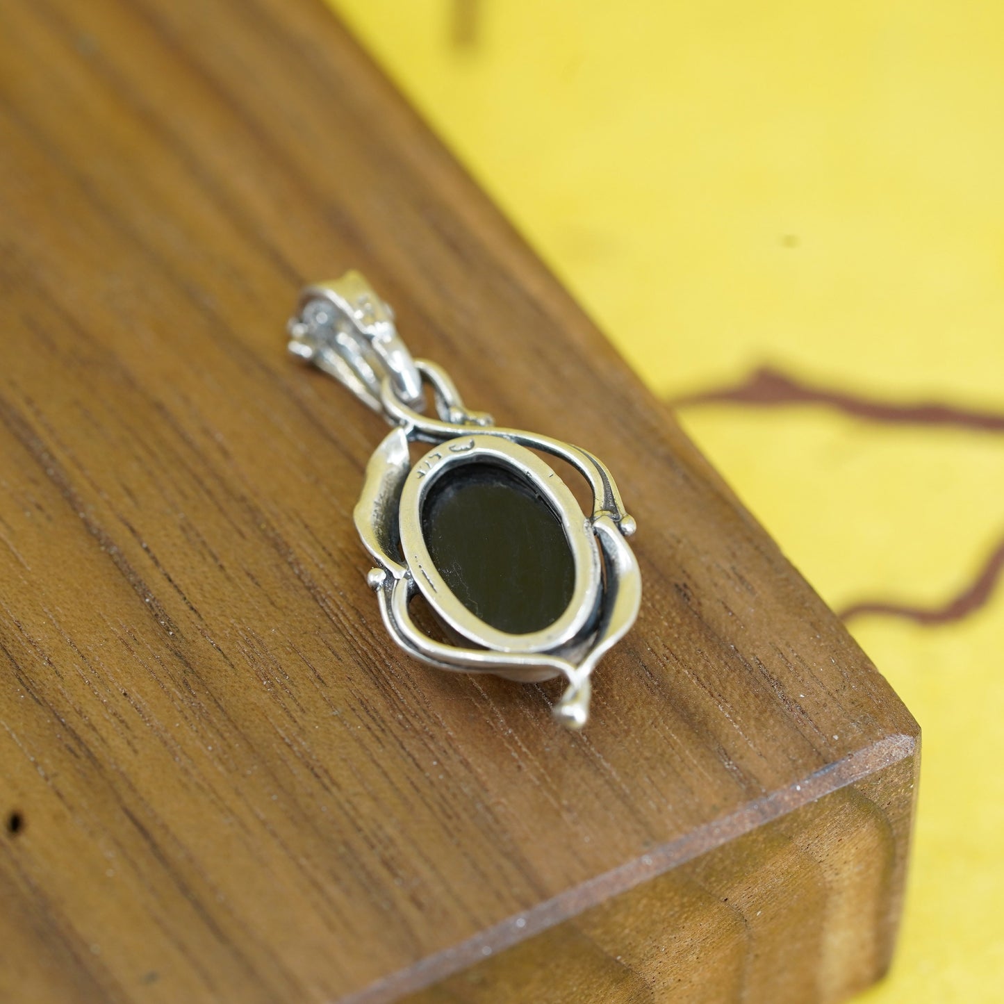 Vintage Sterling silver 925 handmade pendant with Amber pendant