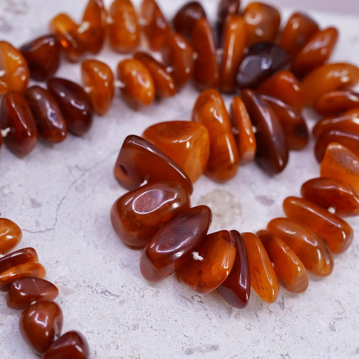 26", vintage southwestern amber heishi handmade necklace