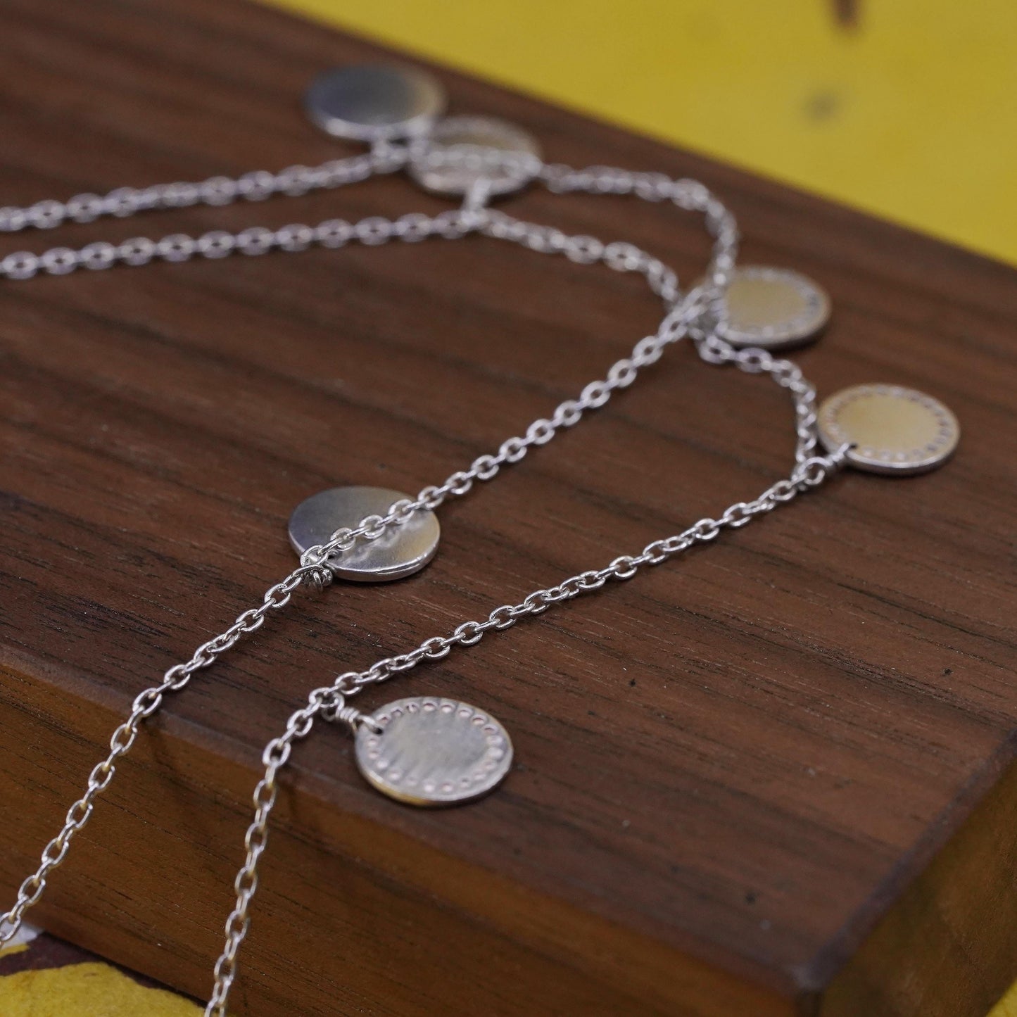 36”, vintage Sterling silver extra long necklace, 925 circle chain with tags