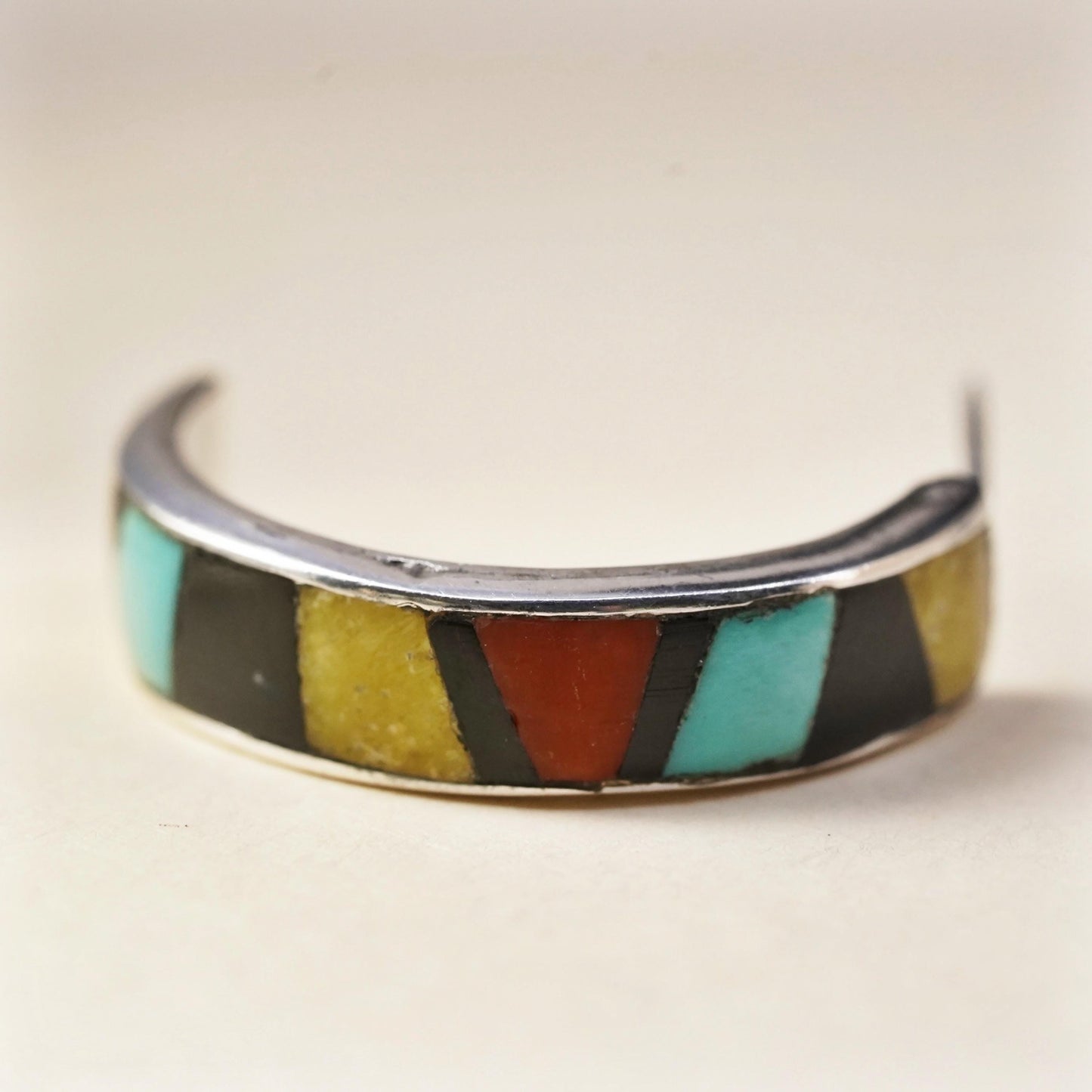 southwestern single earring. Sterling 925 silver huggie stud with turquoise