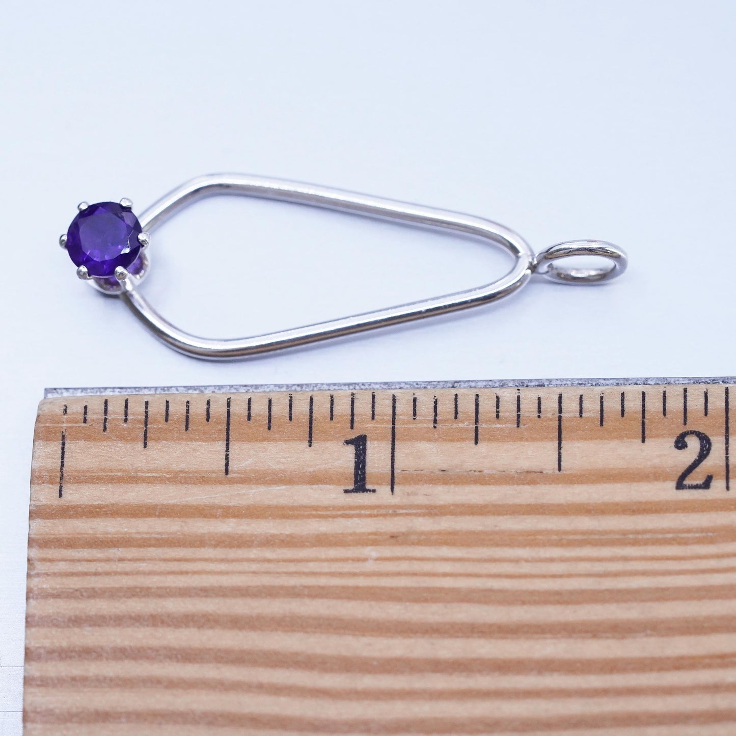 Vintage sterling 925 silver teardrop pendant with amethyst