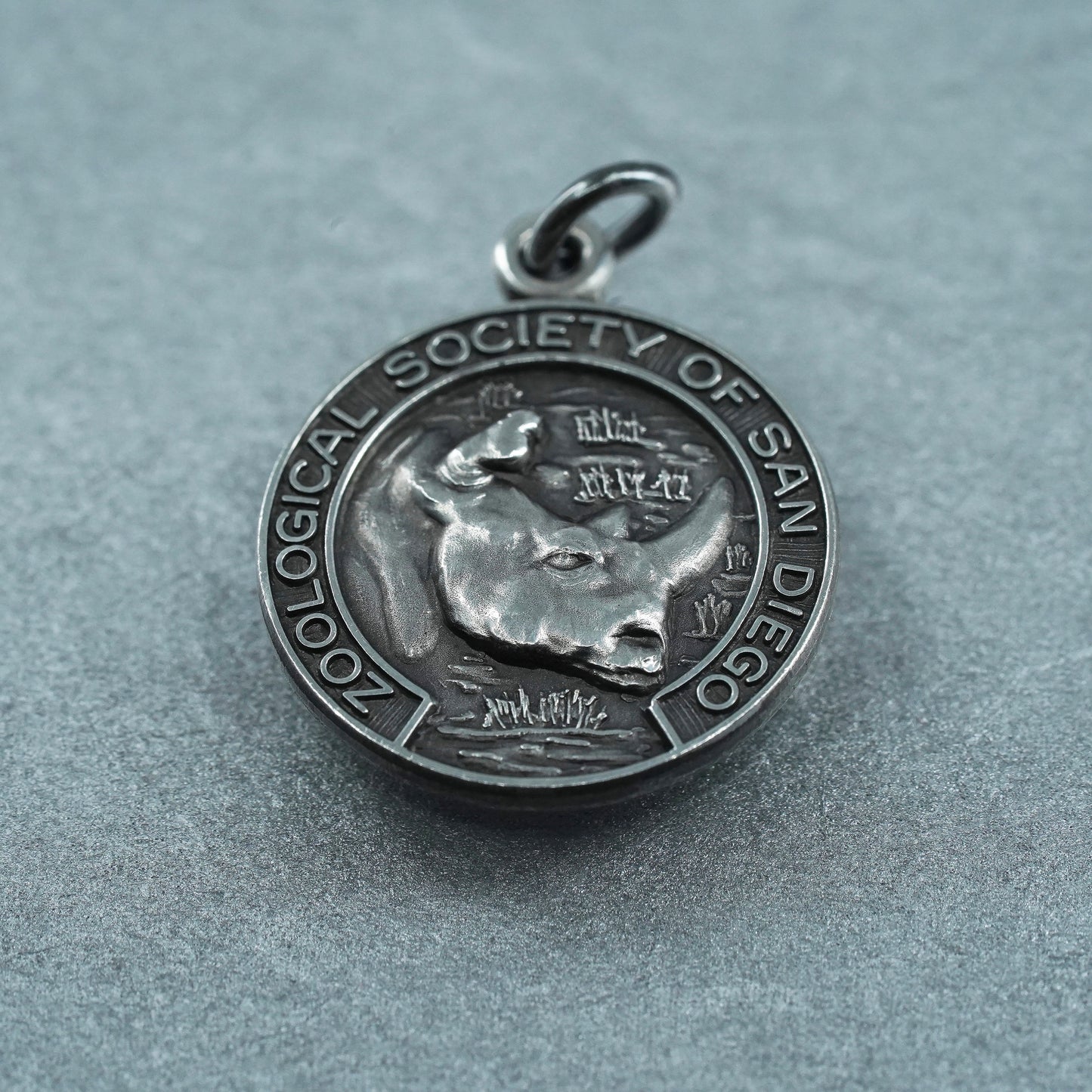 vintage Sterling 925 silver circle charm “zoological society of San Diego”