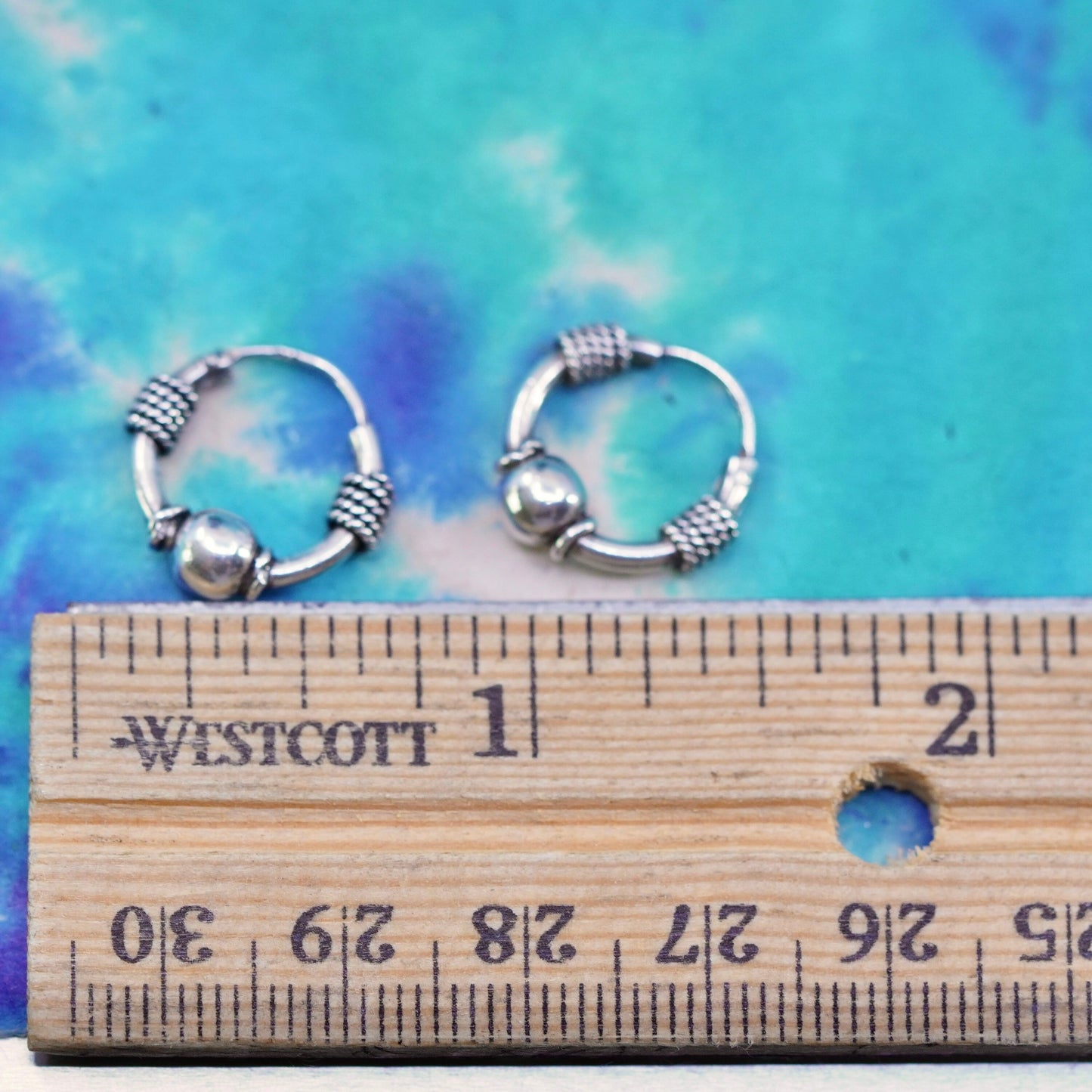 0.5”, Sterling silver handmade earrings, solid 925 silver textured hoops huggie