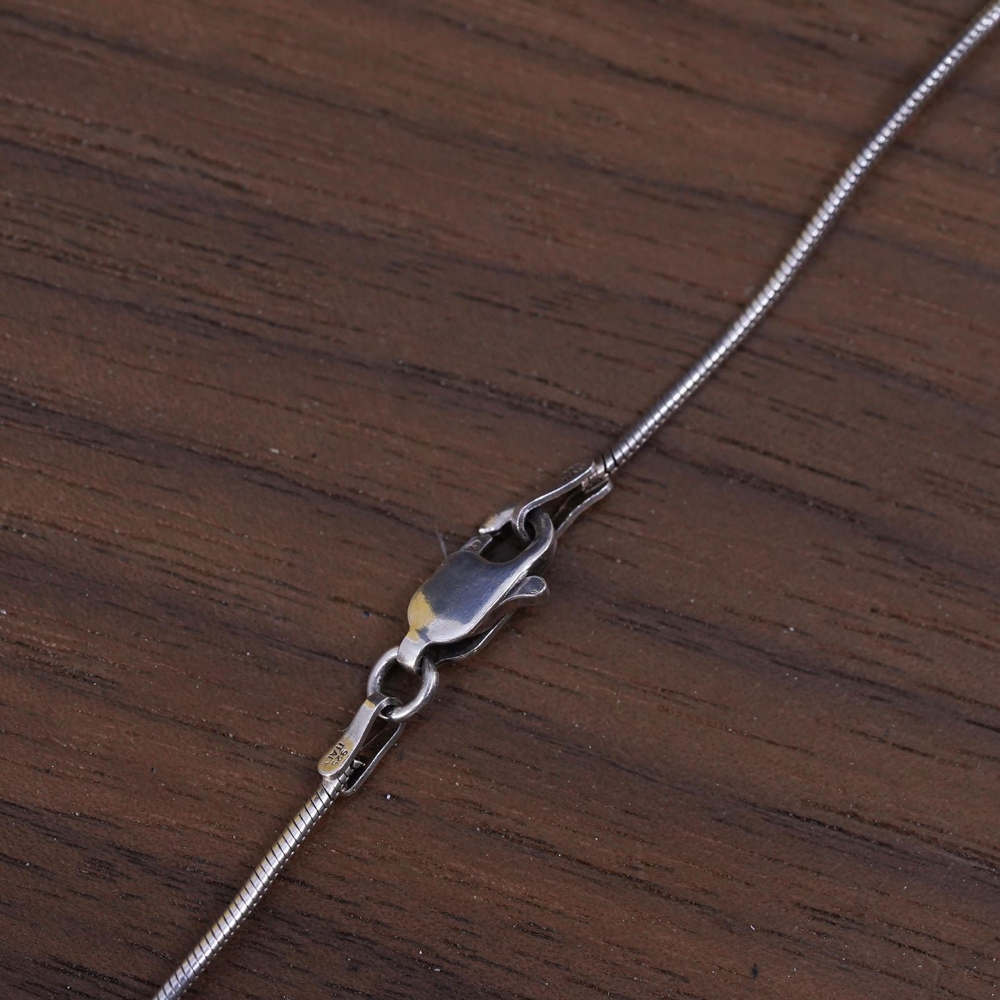 16", vintage two tone sterling 925 Silver snake chain necklace with ox pendant