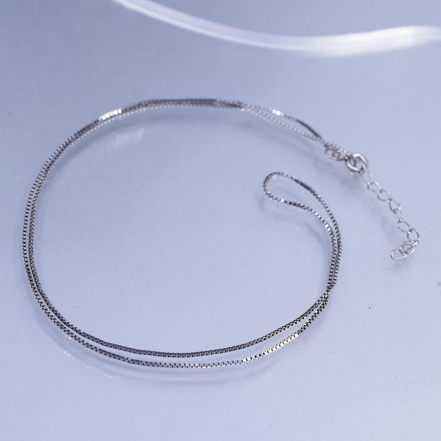 17+1" 1mm, vintage Italian 925 silver box chain necklace