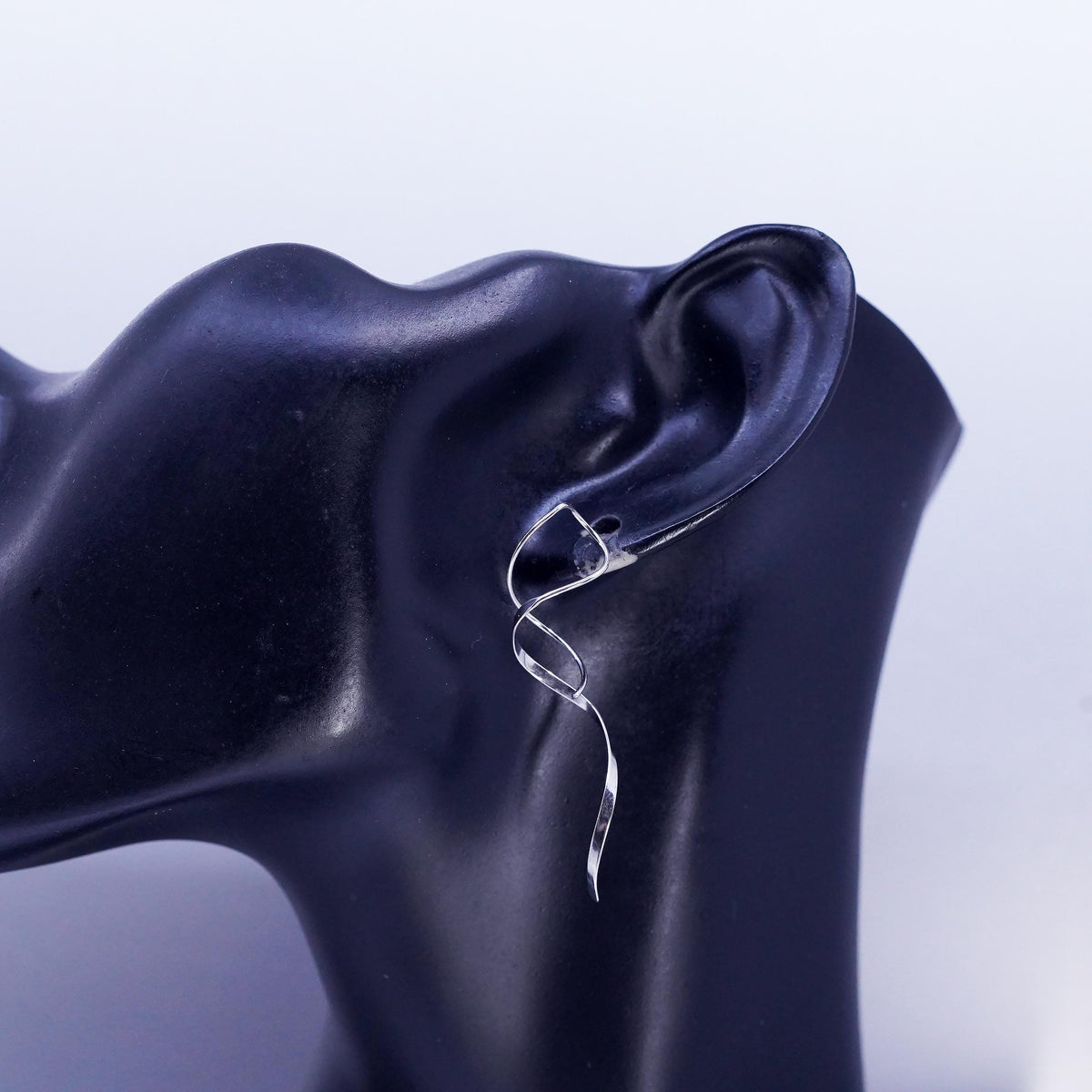 Vintage Sterling 925 silver handmade twisted earrings drops