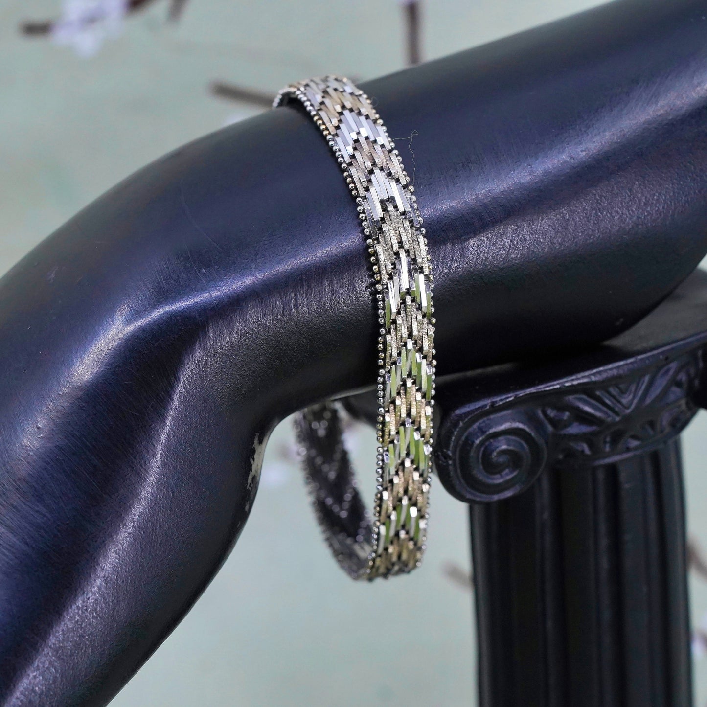 6.75”, 8mm, Vintage sterling silver handmade bracelet, 925 silver Riccio chain