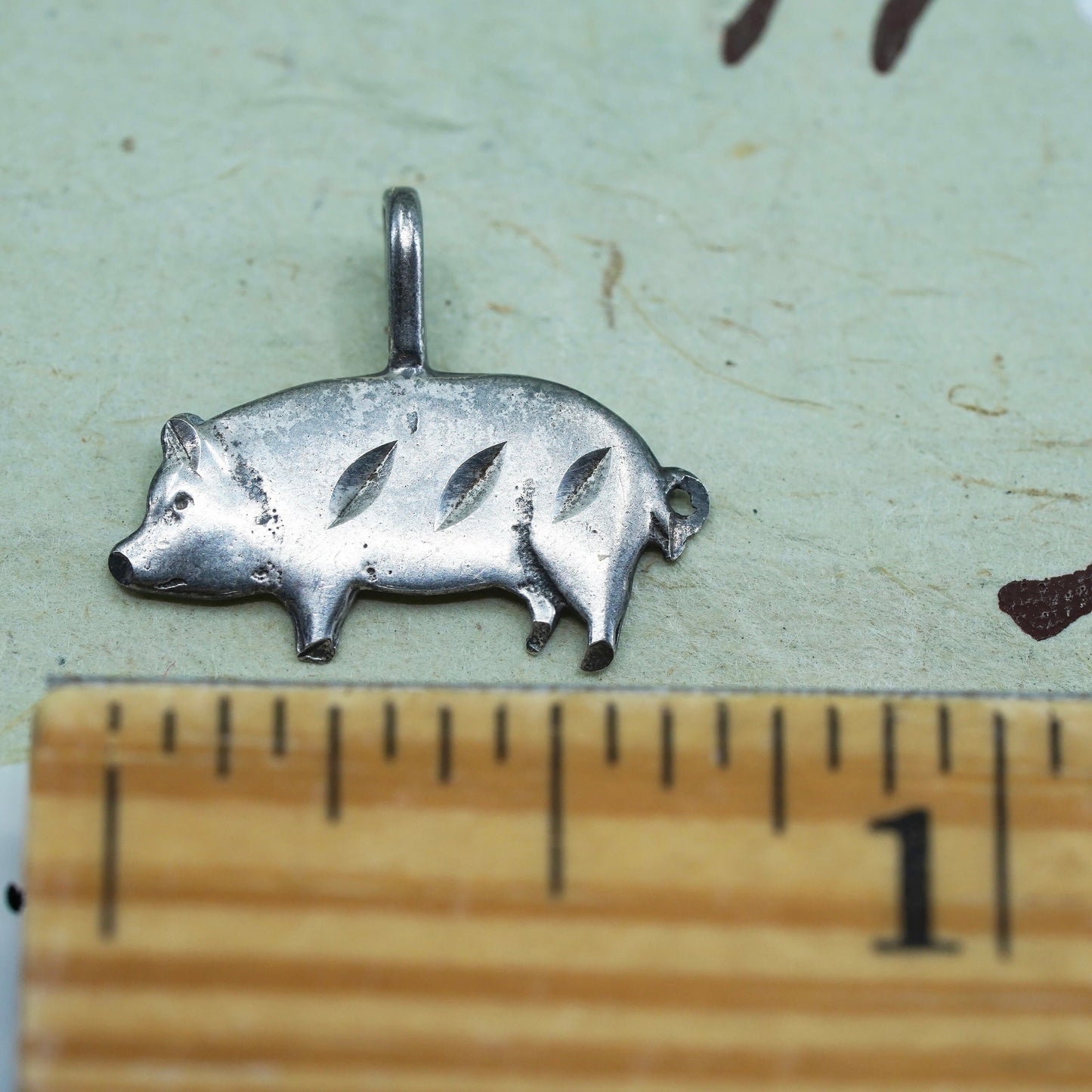 Vintage sterling silver handmade pendant, 925 pig