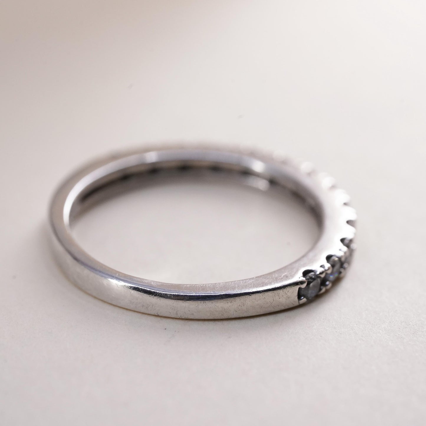 Size 8.25, vintage sterling 925 silver ring cluster CZ, stackable wedding band