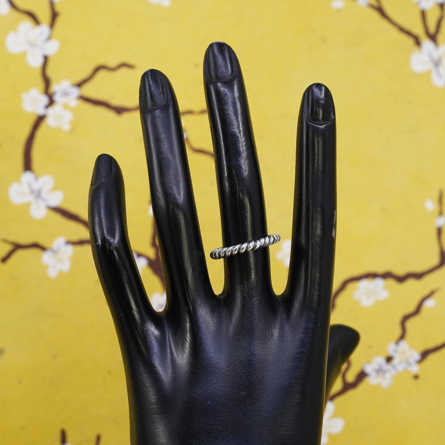 Size 6, vintage Sterling silver handmade ring, Mexican 925 cable band