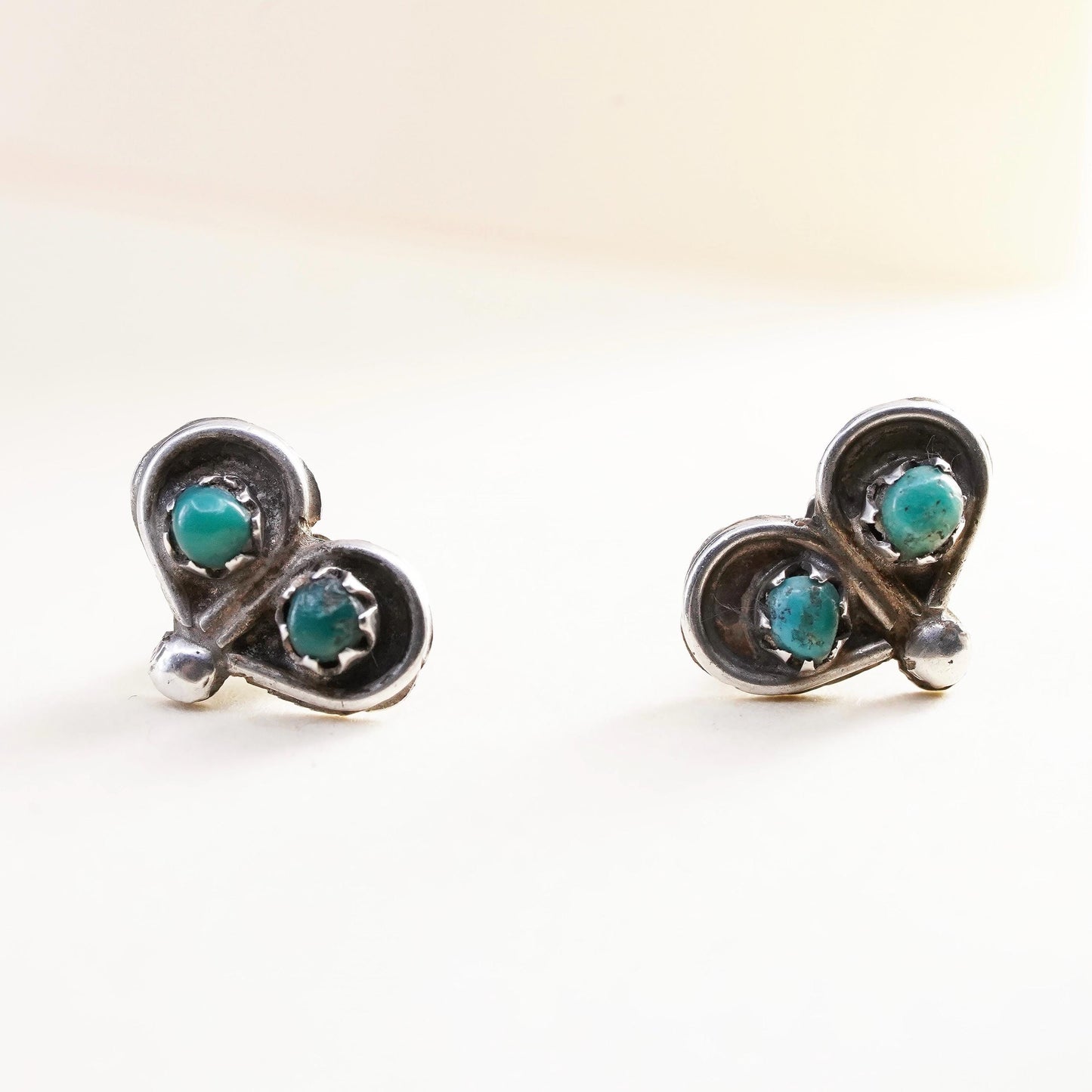 Native American Sterling silver earrings, solid 925 silver studs with turquoise