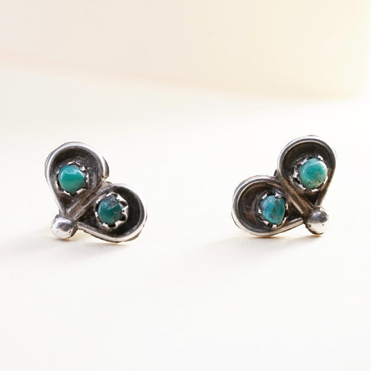 Native American Sterling silver earrings, solid 925 silver studs with turquoise