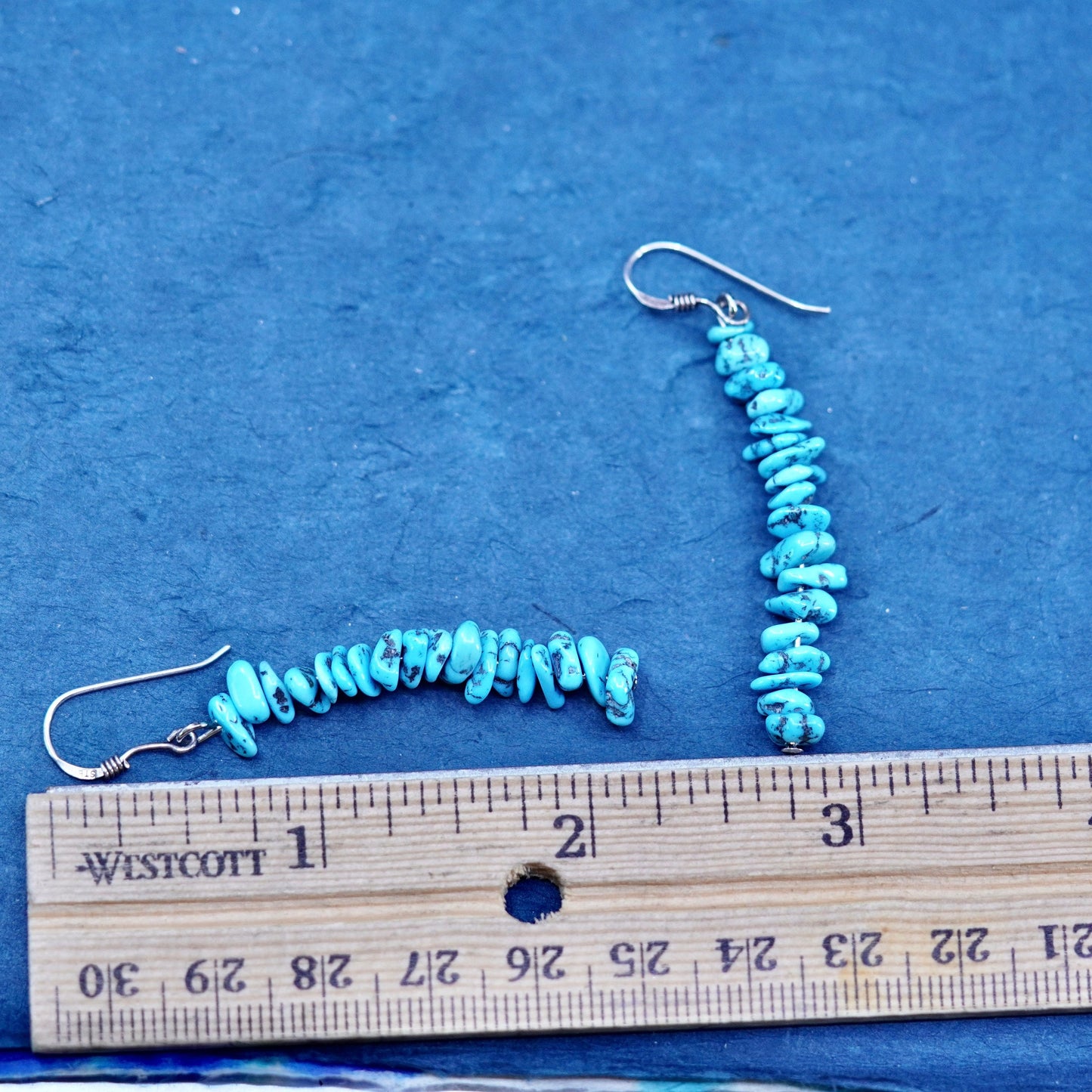 sterling 925 silver handmade earrings with kingman spiderwebbed turquoise beads