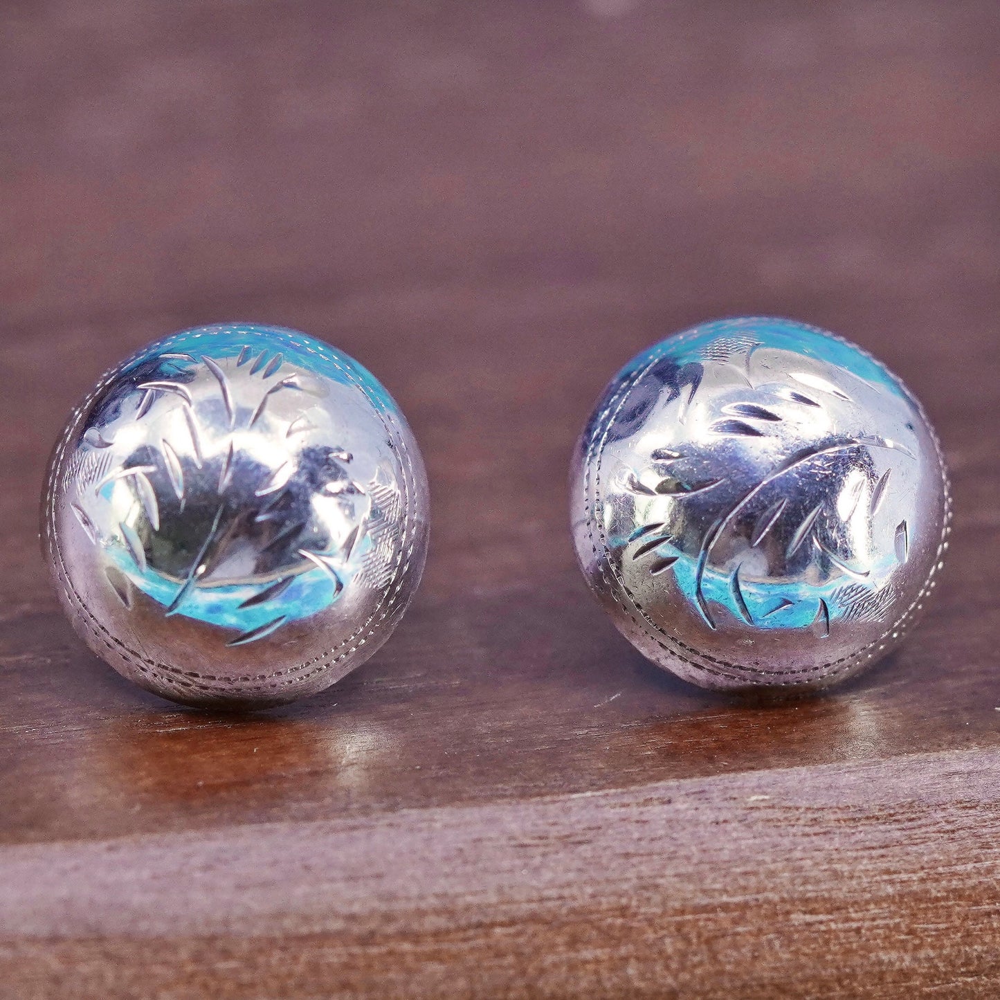 Vintage Sterling silver handmade earrings, 925 textured studs
