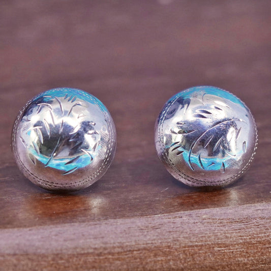 Vintage Sterling silver handmade earrings, 925 textured studs