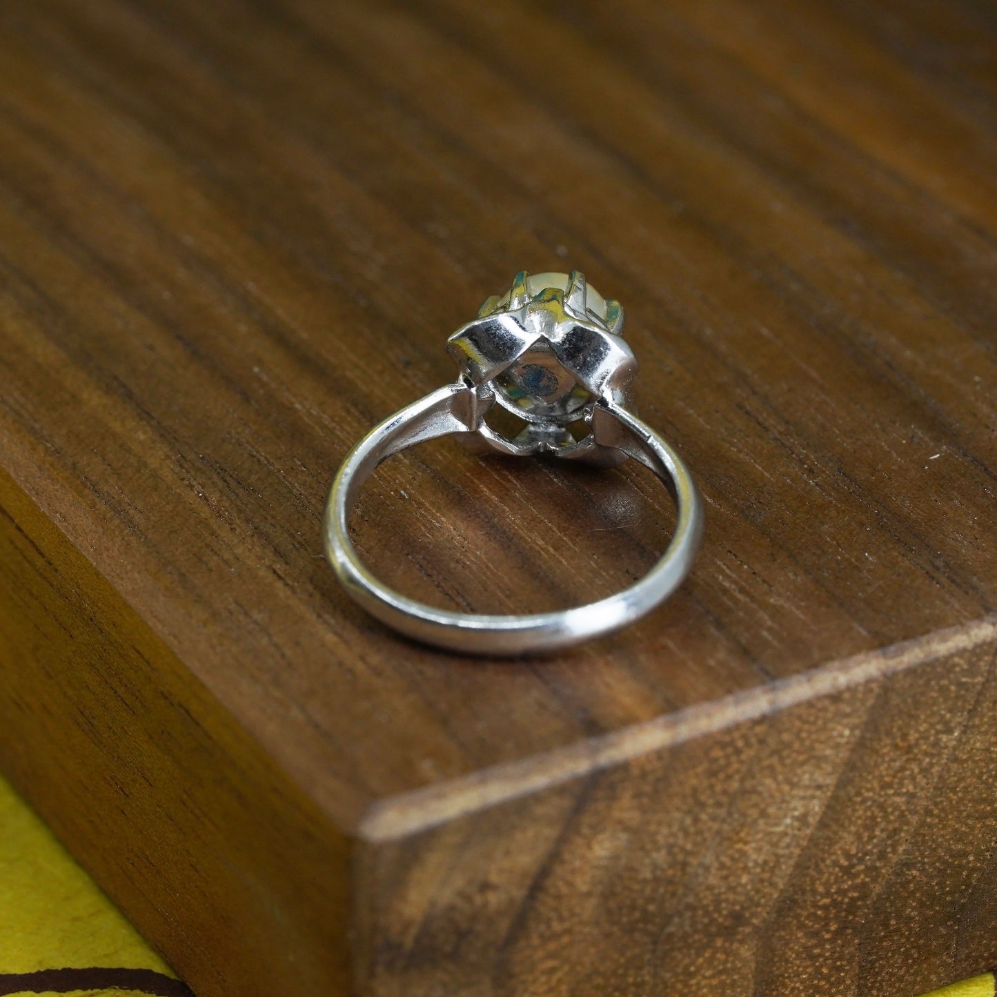 Size 6, vintage Sterling silver handmade ring, 925 silver with freshwater pearl