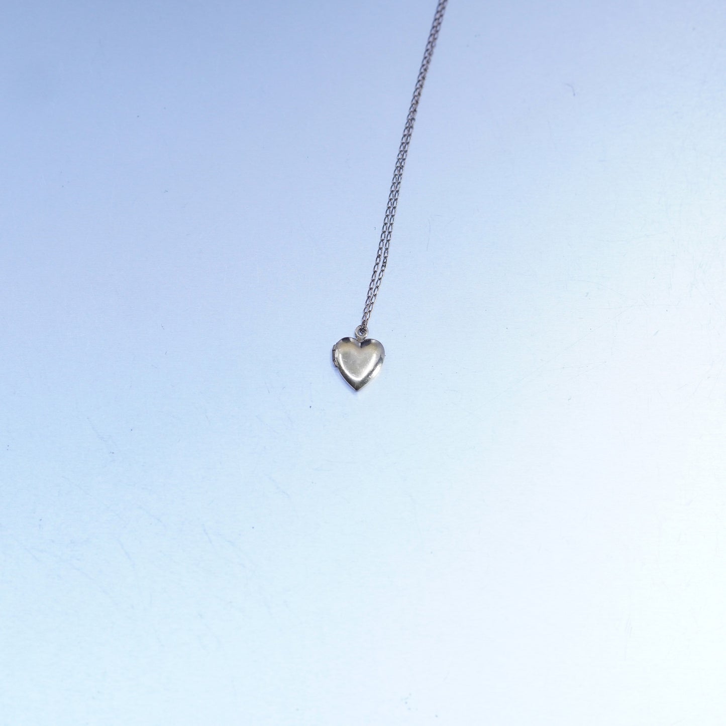 15”, 1/20 14K yellow gold Sterling 925 silver necklace heart photo locket