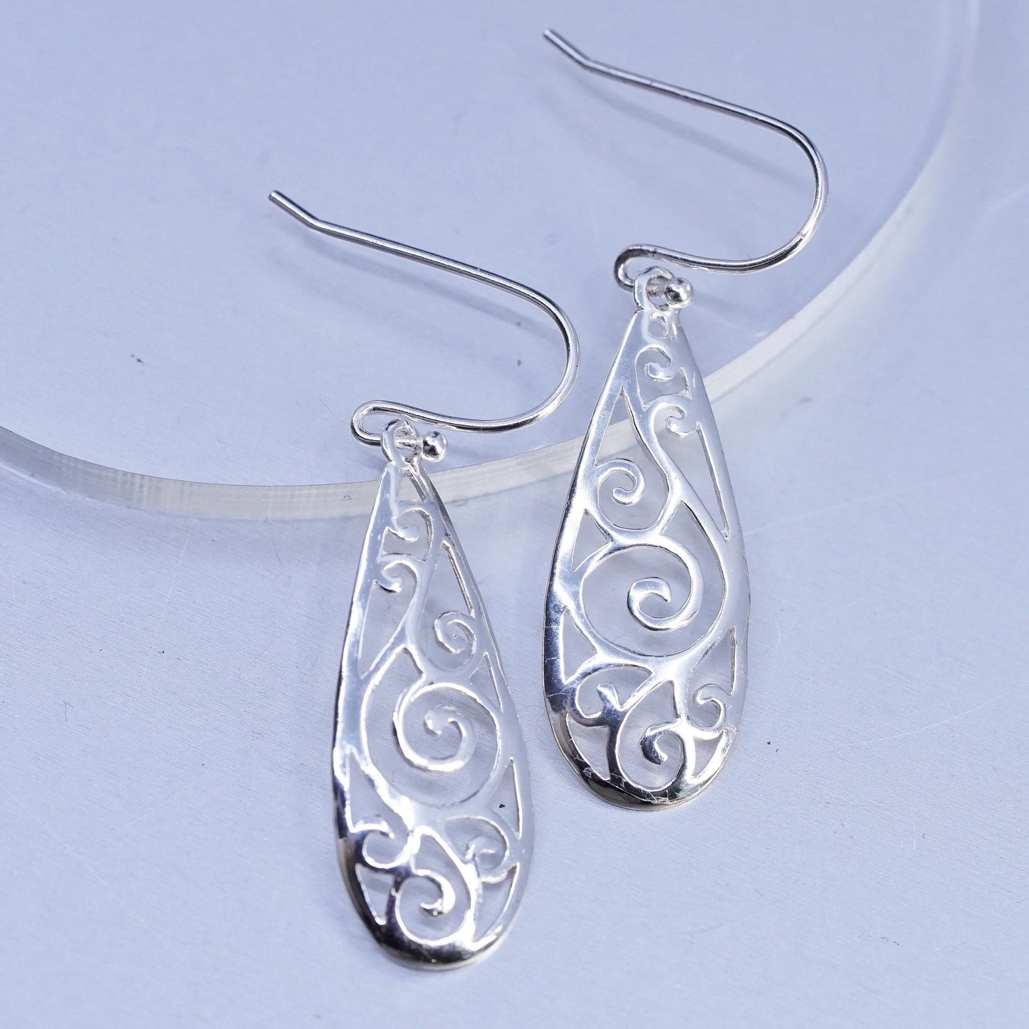 Vintage Sterling 925 silver handmade swirly earrings