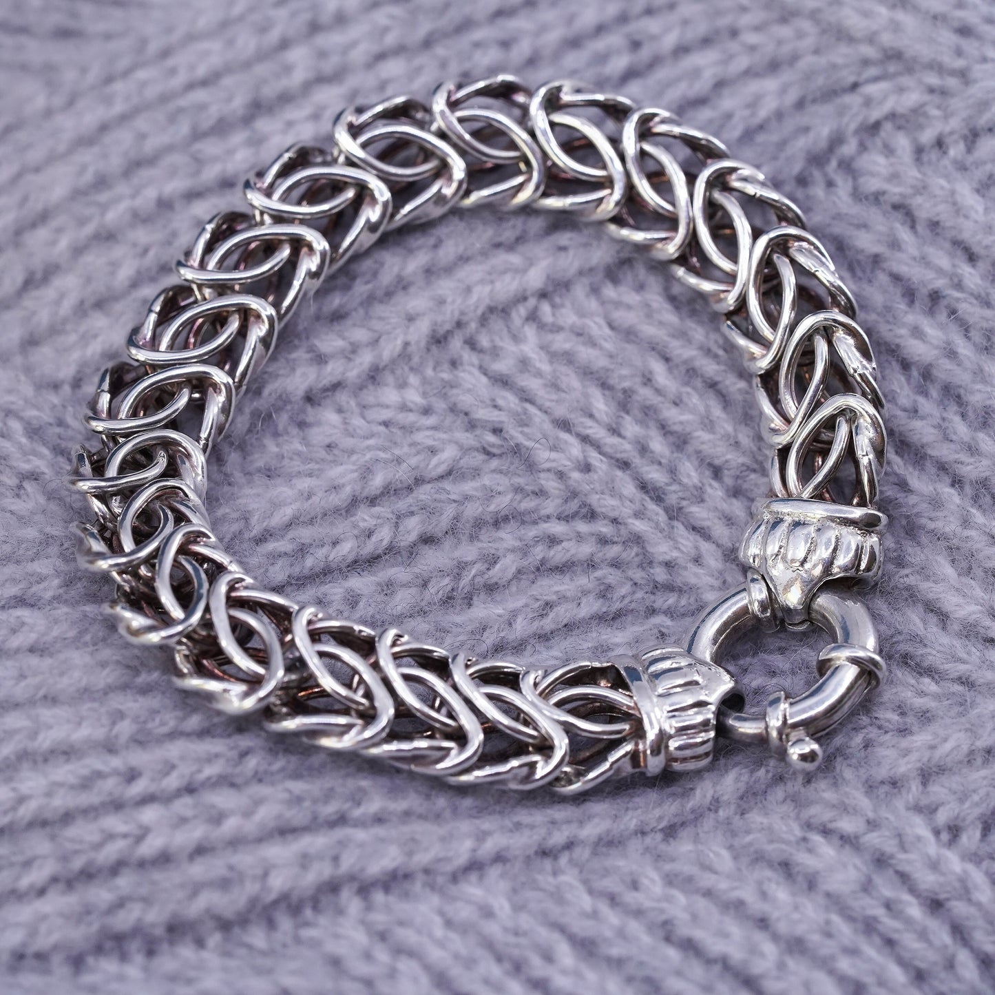 6.5”, vintage Sterling silver men's bracelet, 925 Byzantine, birdcage chain