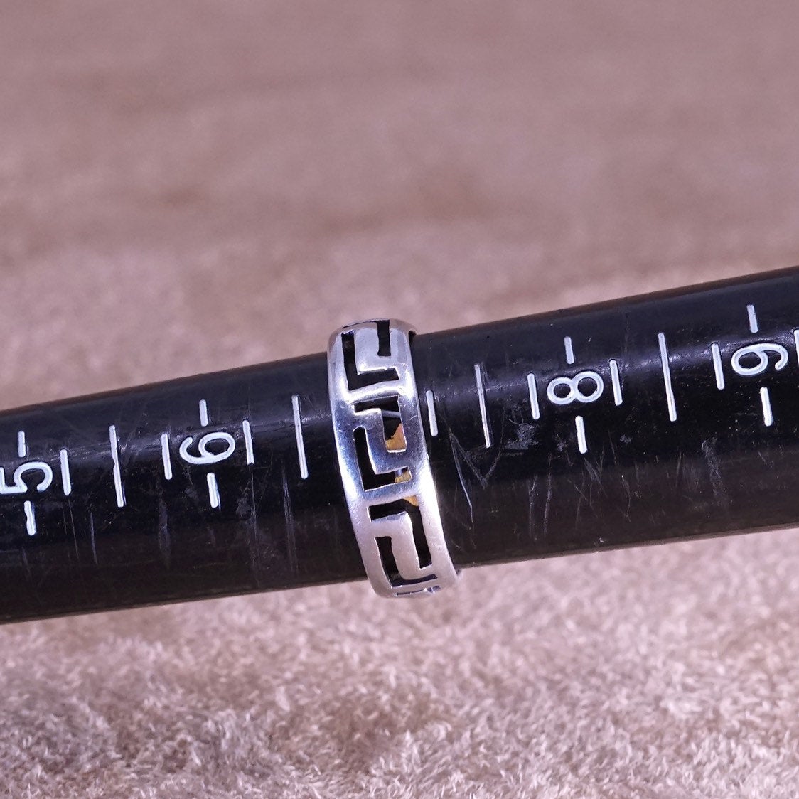sz 7, vtg Sterling silver handmade ring, southwestern 925 greek key band