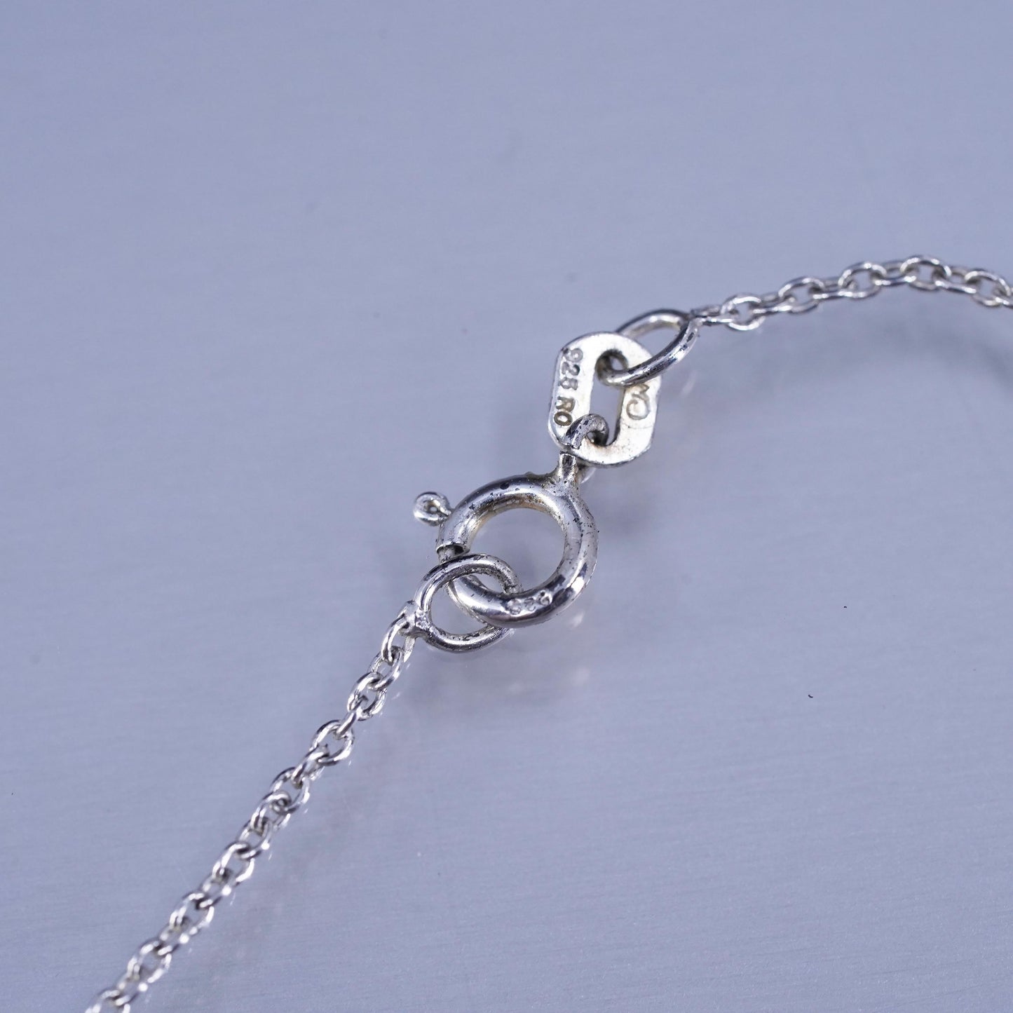 18”, vintage Sterling 925 silver circle necklace w/ cluster ruby cross pendant