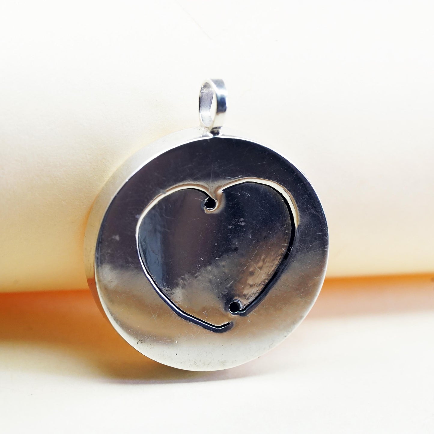 Vintage handmade sterling 925 silver handmade heart cutout pendant