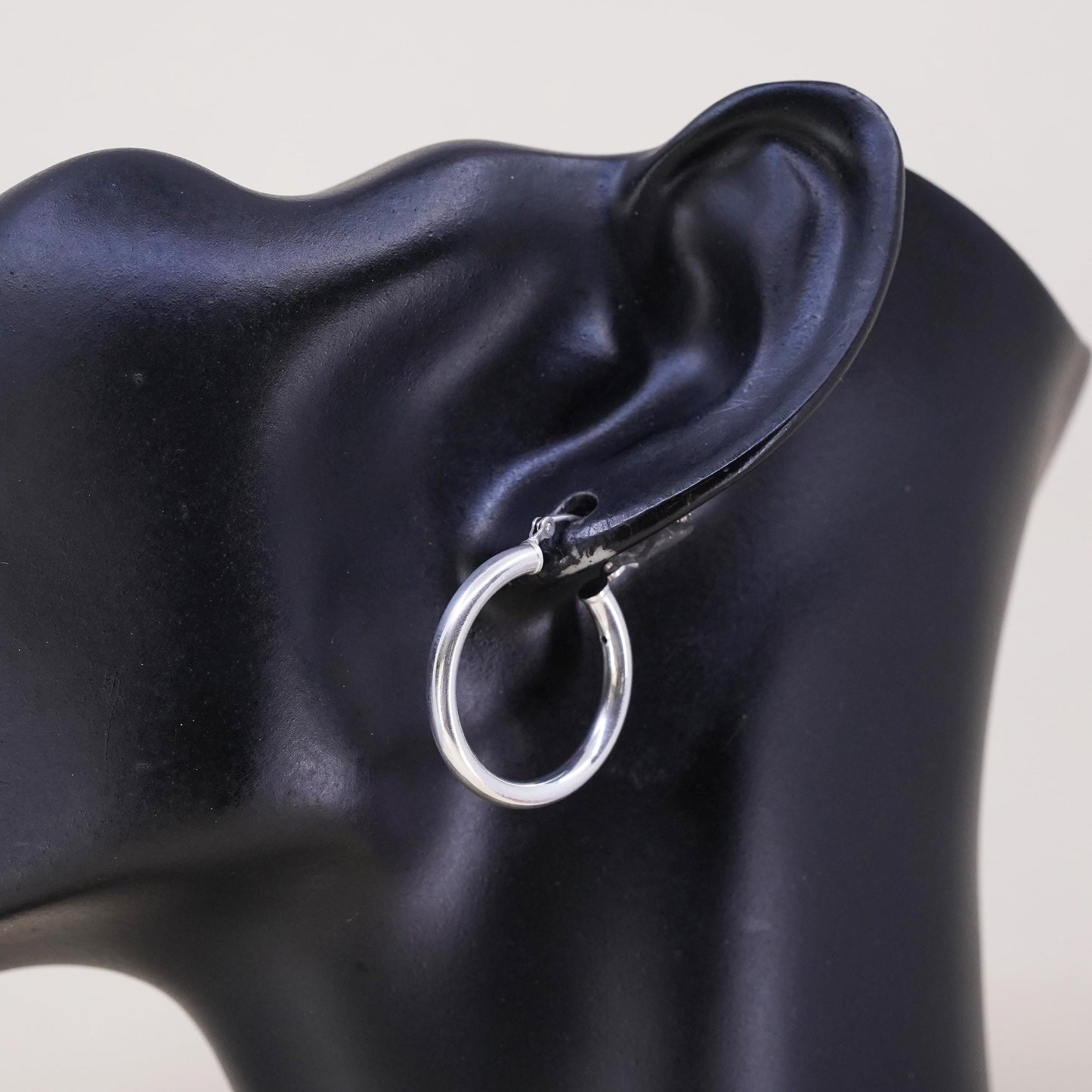 1", Vintage sterling silver loop single earring, minimalist primitive hoop
