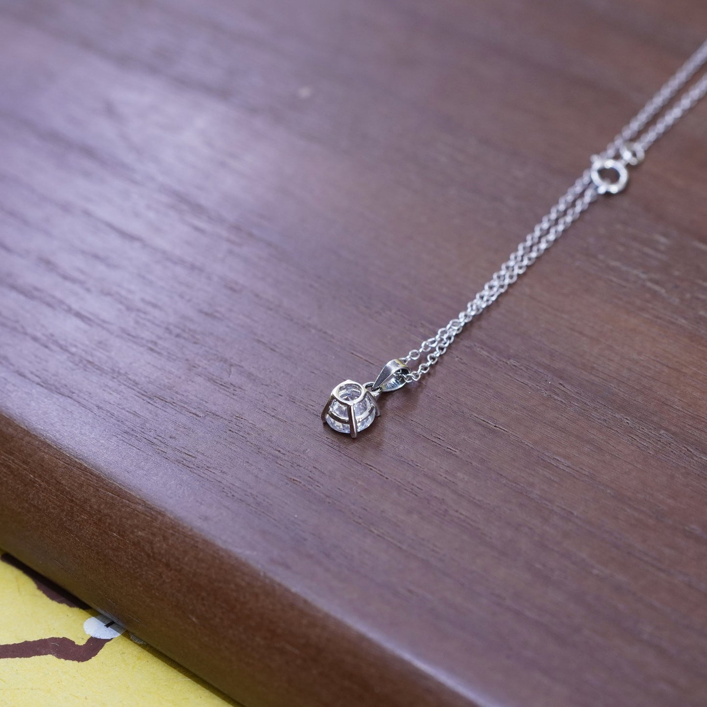 18”, 1mm, vintage Sterling silver necklace, 925 circle chain with Cz pendant