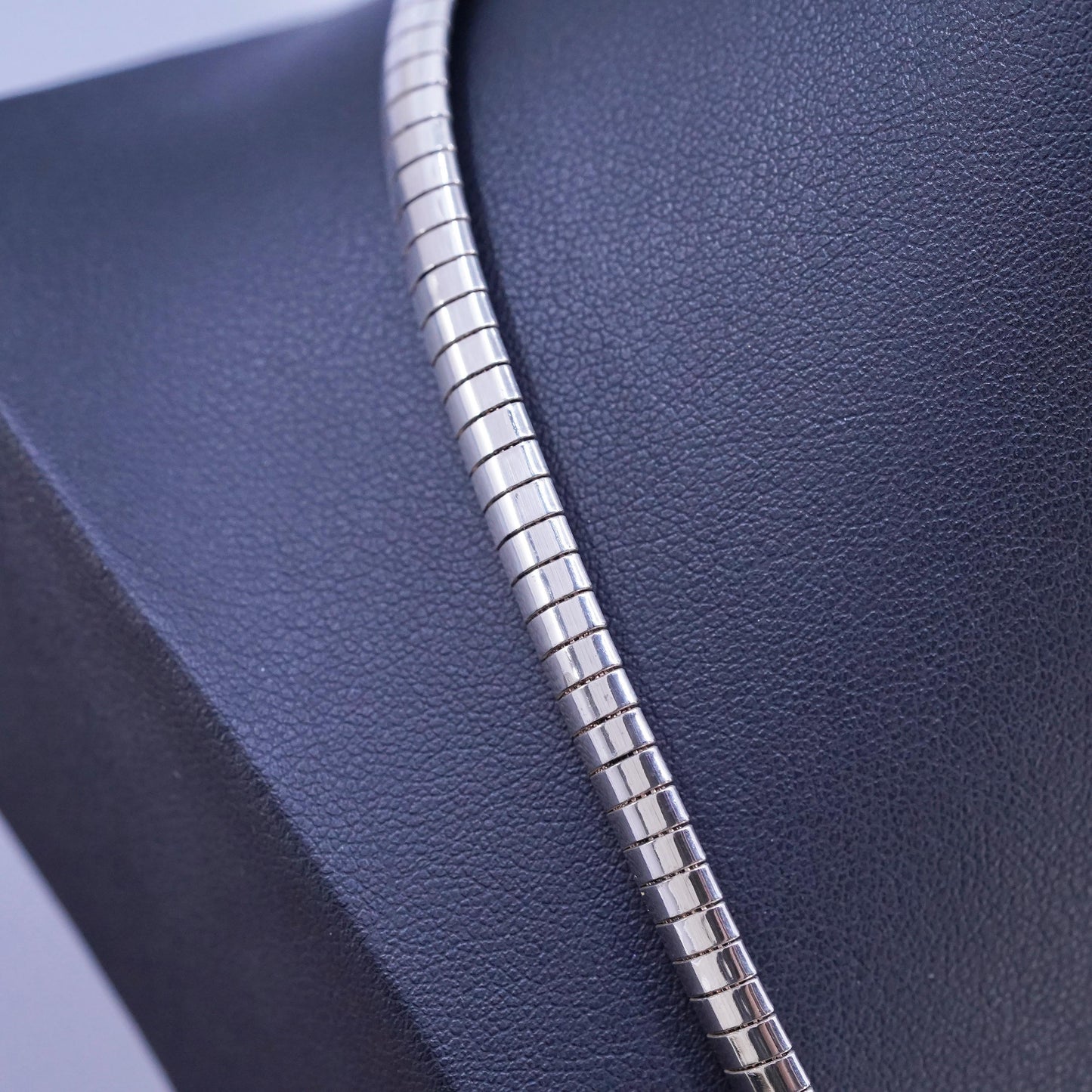 18", vintage Italian Sterling silver handmade necklace, 925 silver omega chain