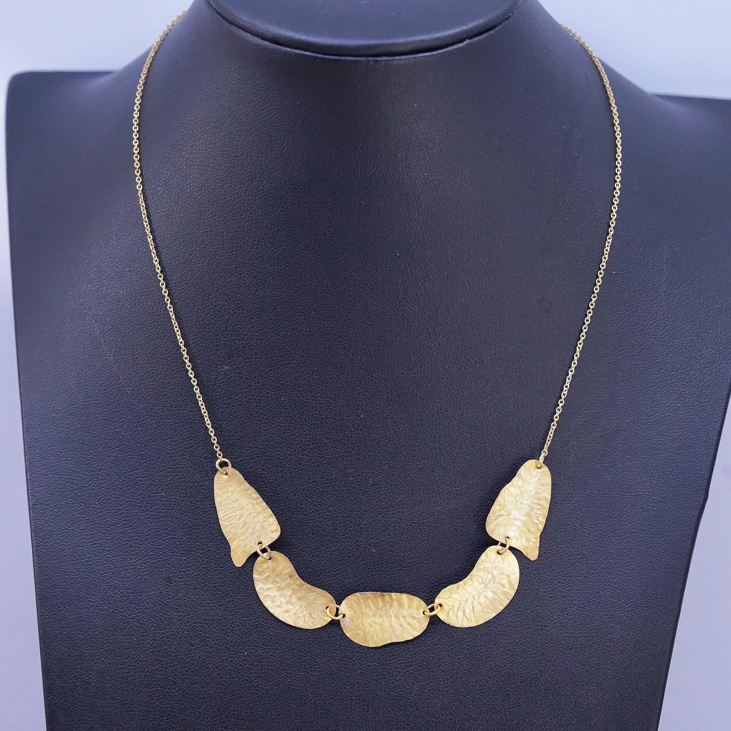 16" vermeil gold tone Sterling silver necklace, 925 circle chain discs pendant