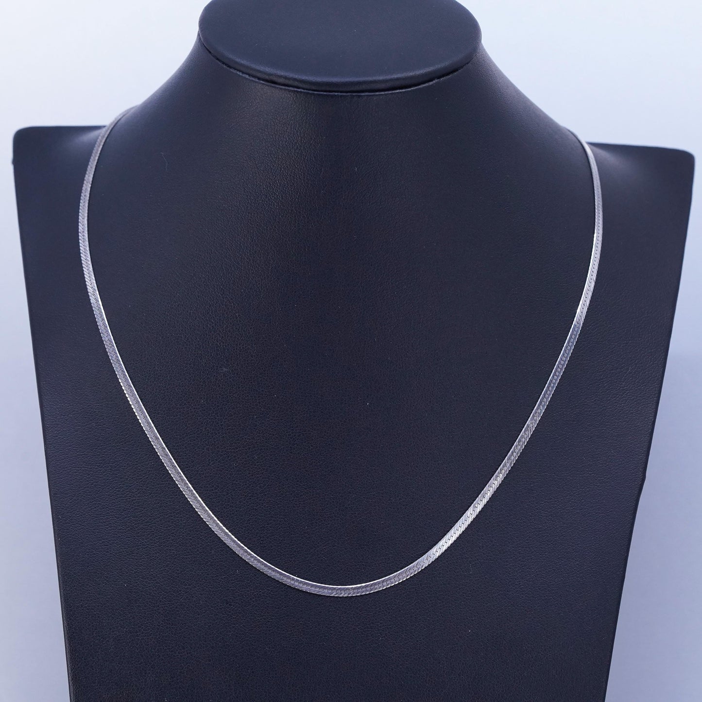 18” 3mm, vintage Italian Sterling 925 silver herringbone chain necklace