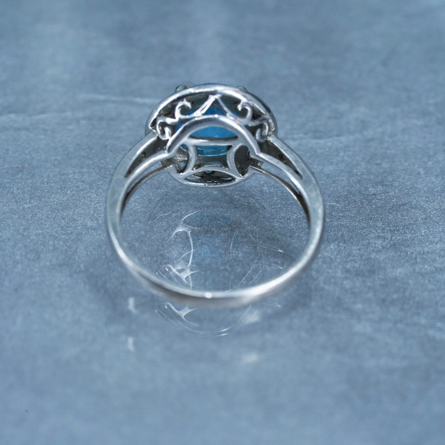 size 7, ISP Sterling Silver 925 Moissanite Diamonds HDS Helzberg Ring topaz