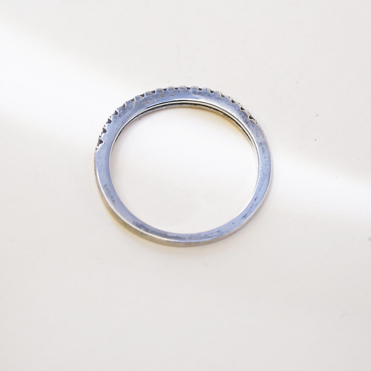 Size 10, VTG sterling 925 silver ring with cluster CZ, stackable wedding band