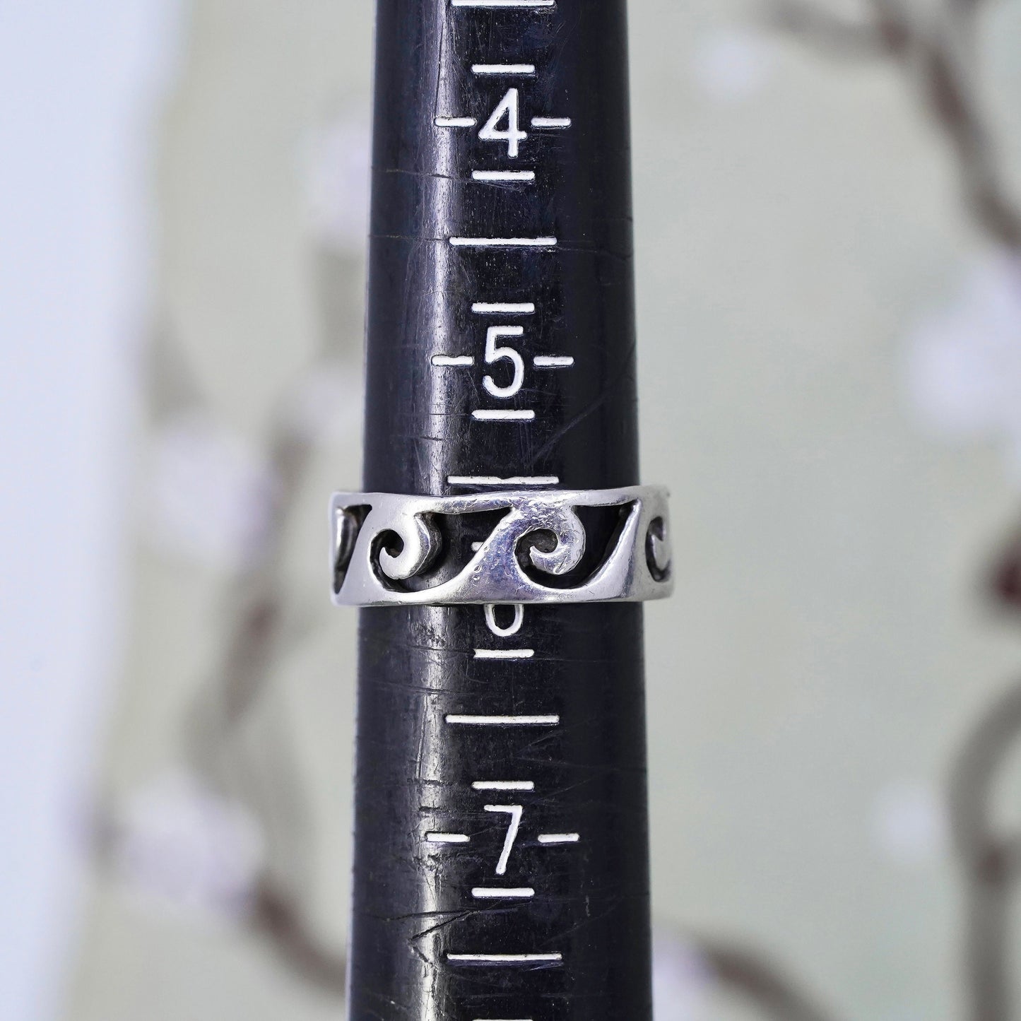Size 5.5, vintage Mexico Sterling silver handmade ring, wavy 925 band