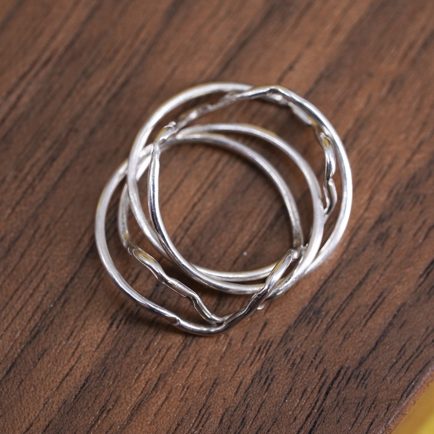 vintage Sterling silver handmade ring, puzzle 925 silver entwined band