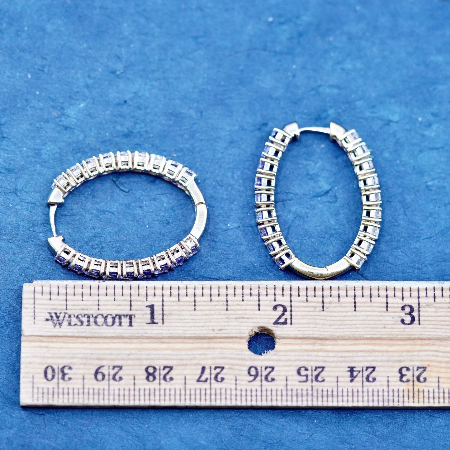 1.25”, vermeil gold Sterling silver earrings, 925 sided hoops huggie amethyst