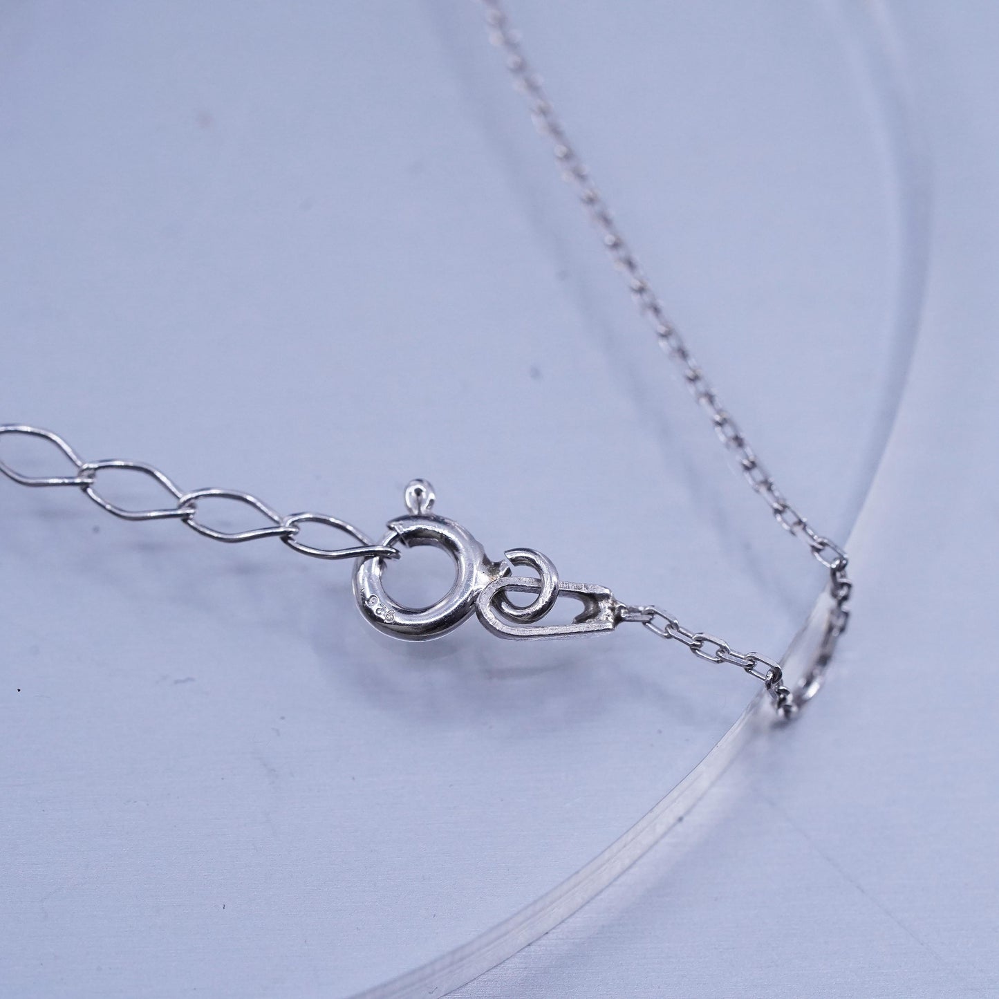 17+1”, vintage Sterling silver necklace, 925 circle chain with letter H pendant