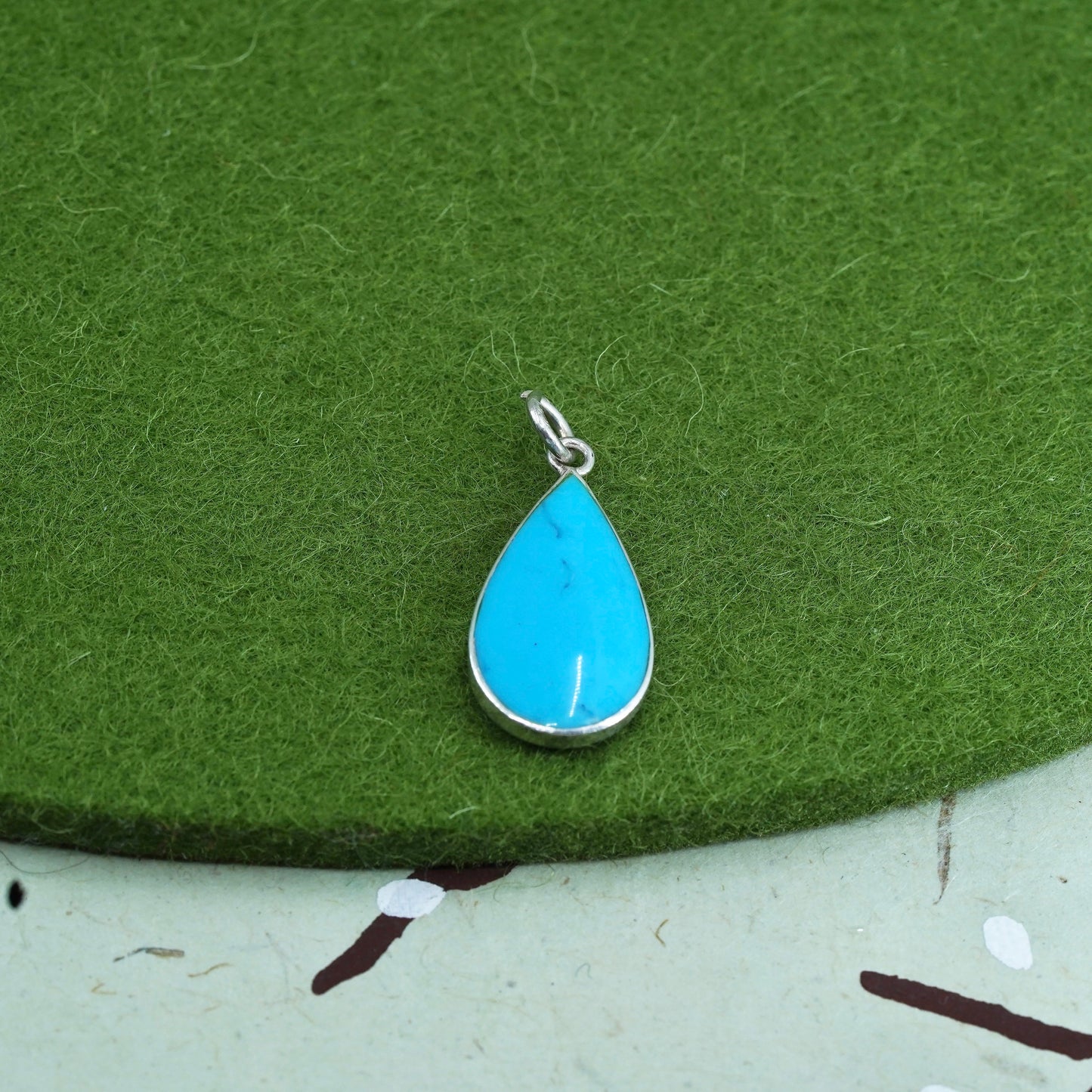 Native American sterling silver 925 teardrop with turquoise
