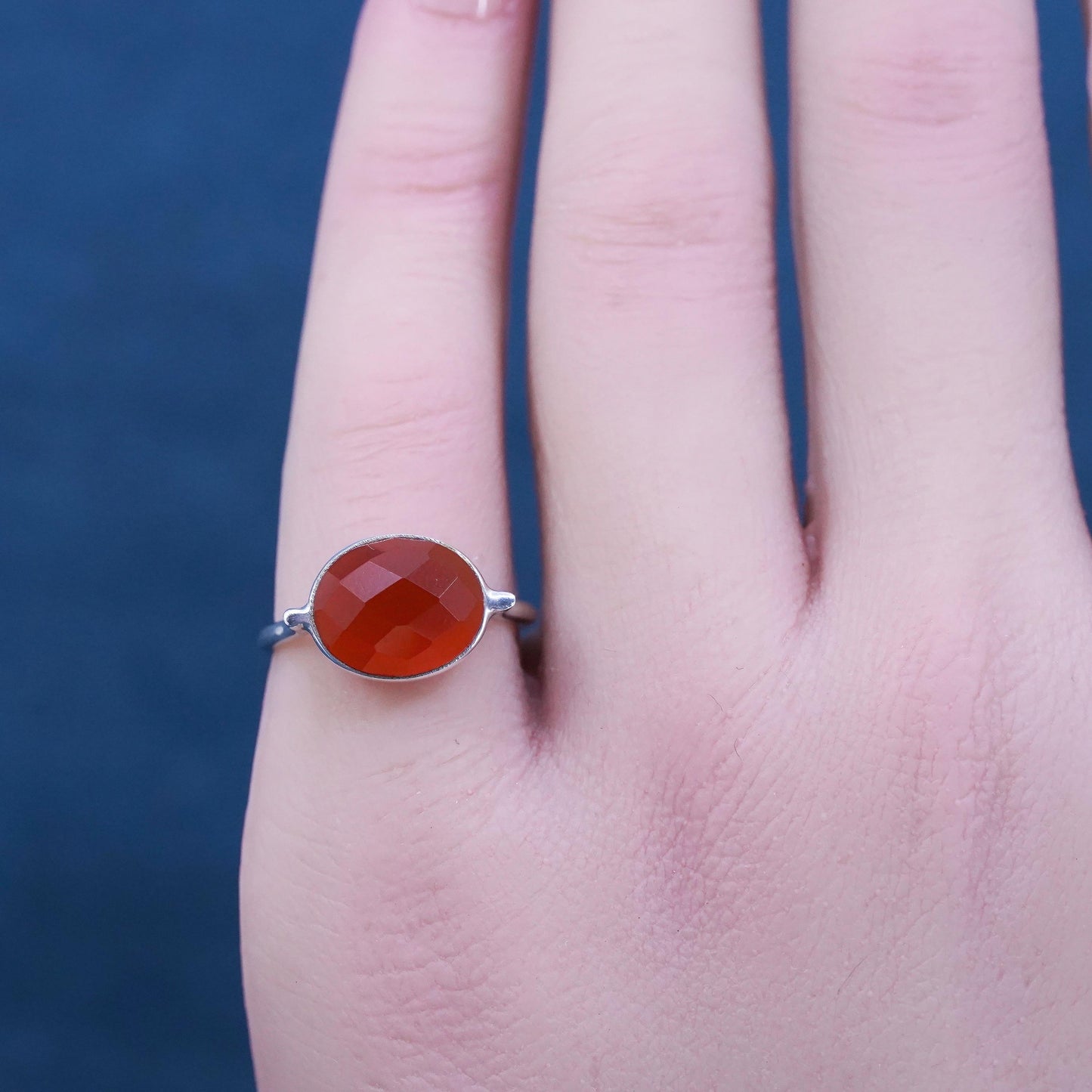 Size 5, vintage Sterling Silver 925 Red Carnelian handmade Ring