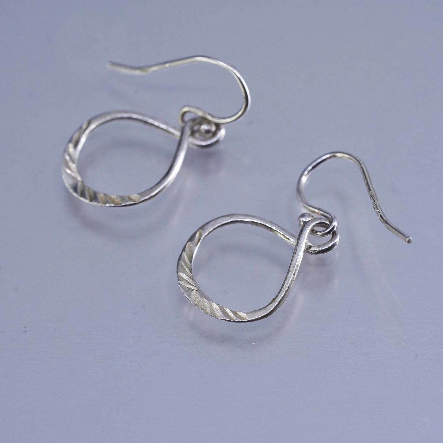 Vintage Sterling 925 silver textured teardrop earrings