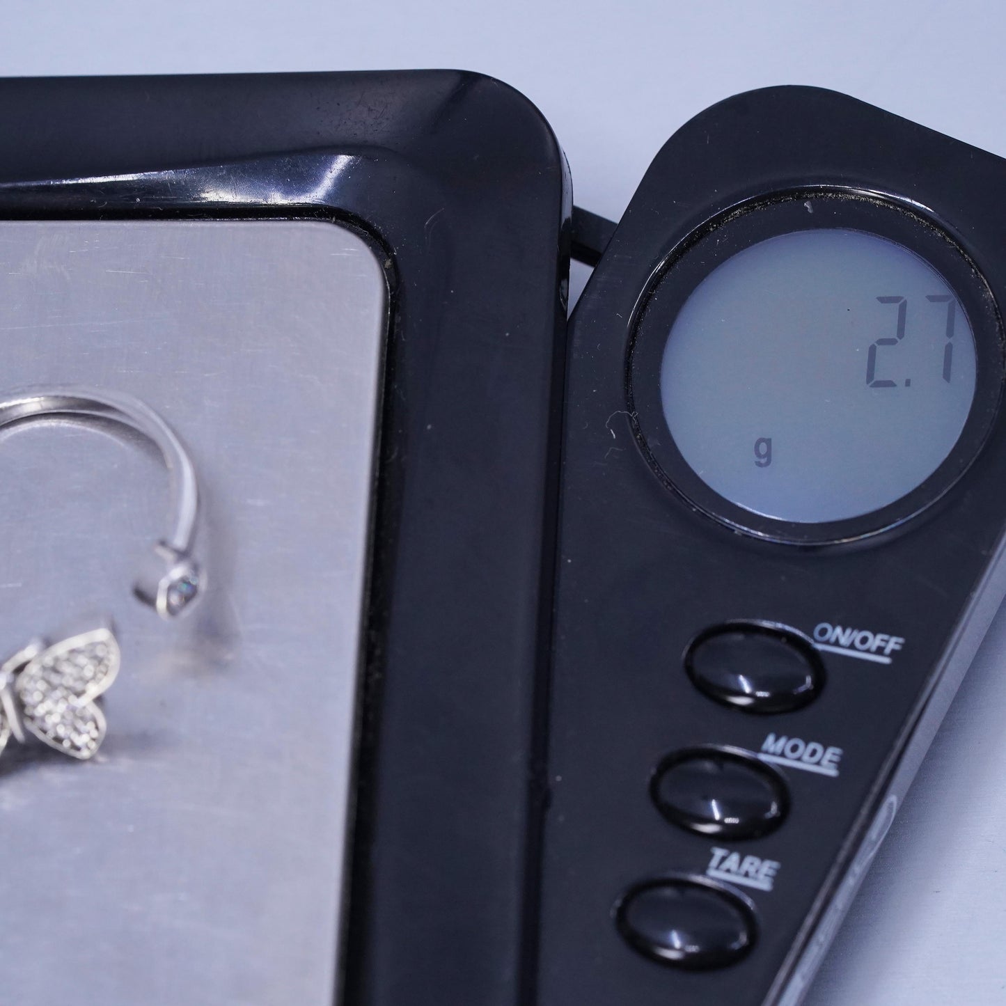 Size 9, vintage Sterling 925 silver adjustable ring, cluster Cz butterfly