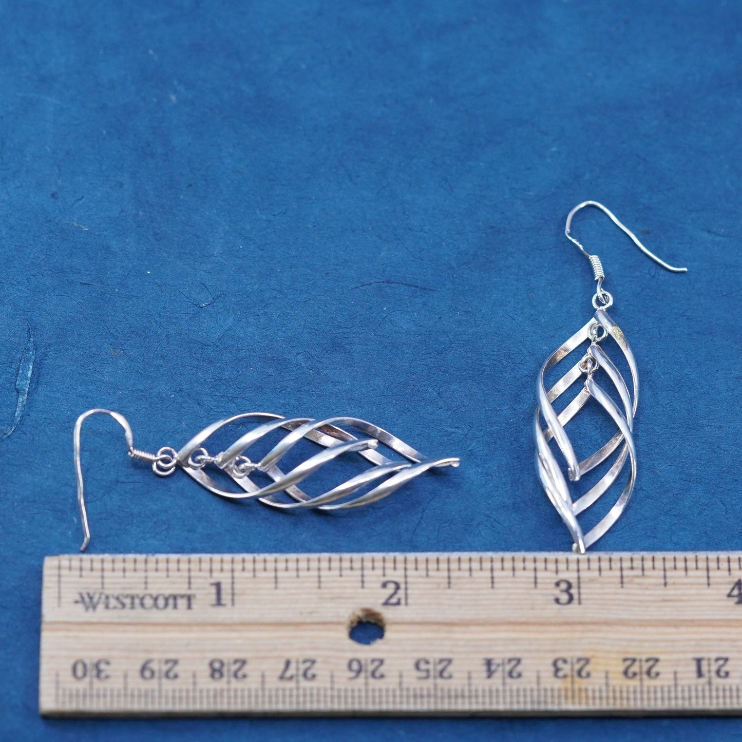Vintage sterling silver handmade earrings, modern 925 twisted hoops